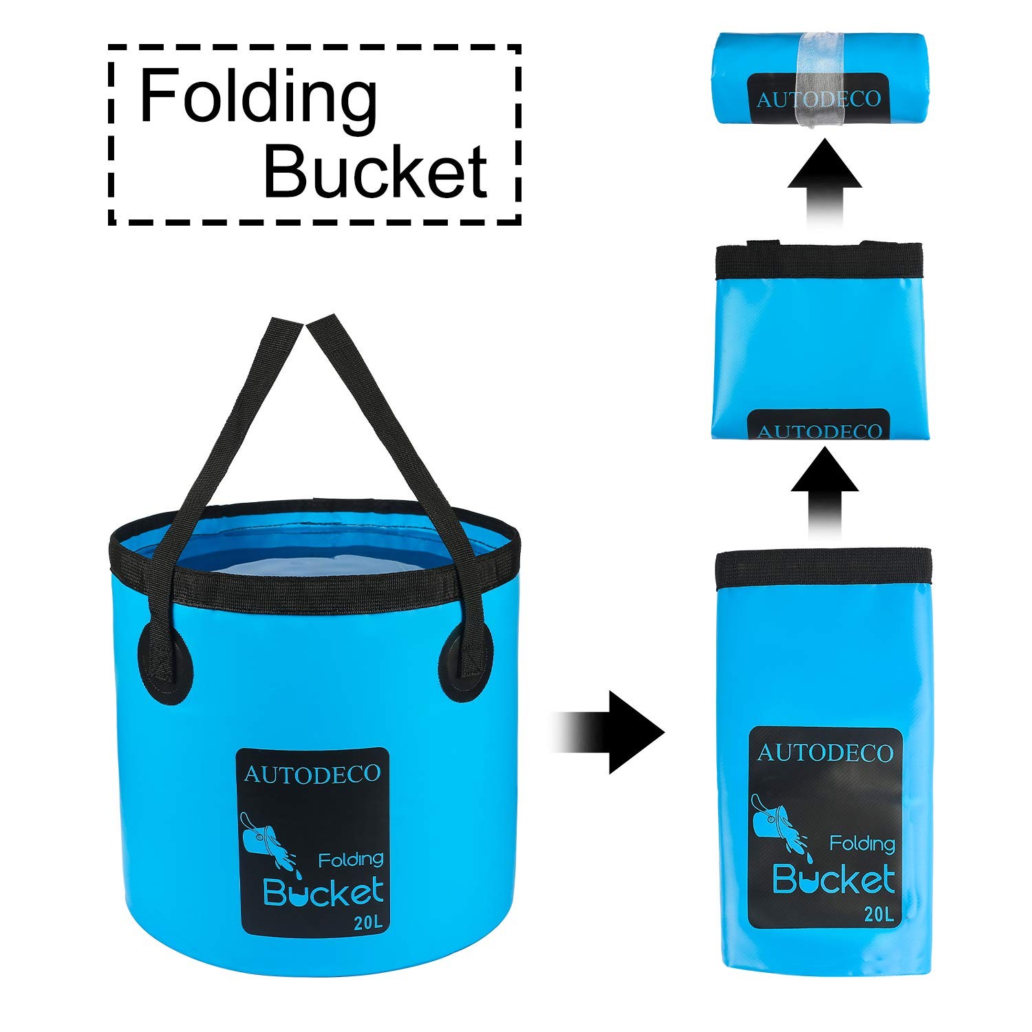 AUTODECO Collapsible Bucket 5 Gallon Container Folding Water Bucket Portable …