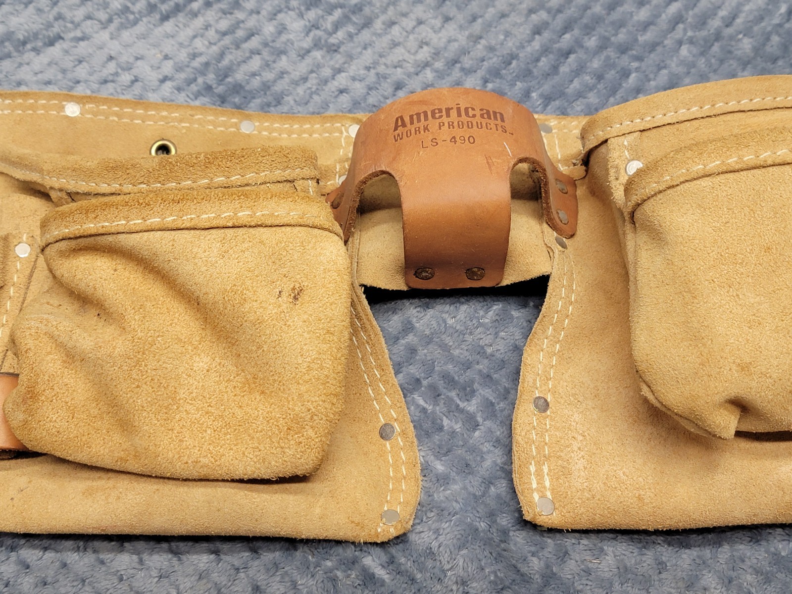 Vintage American Work Products LS-490 Leather Carpenter Tool Belt Pouch Tan