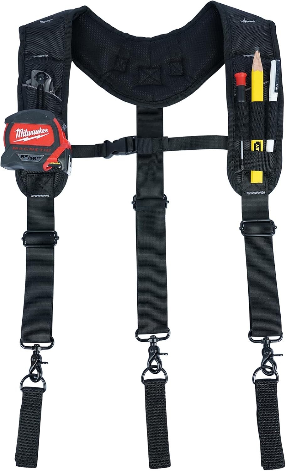 Heavy Duty 3-Point Padded Tool Belt Suspenders Construction Work Pouch Harness