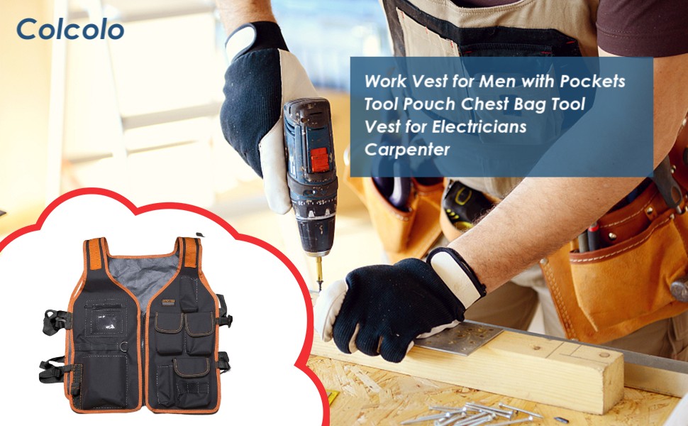 Tool Vest Work Vest for Men with Pockets Chest Tools Vest Construction Site Work