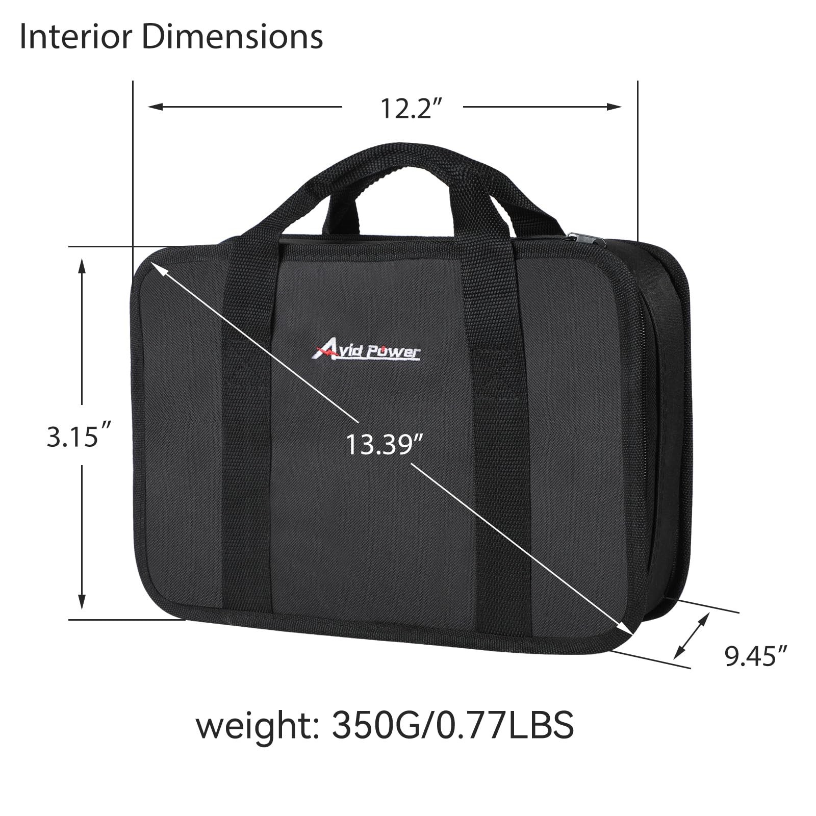 AVID POWER Tool Bag, 12 Inch Storage Carrying Case, 12.2-inch, Black