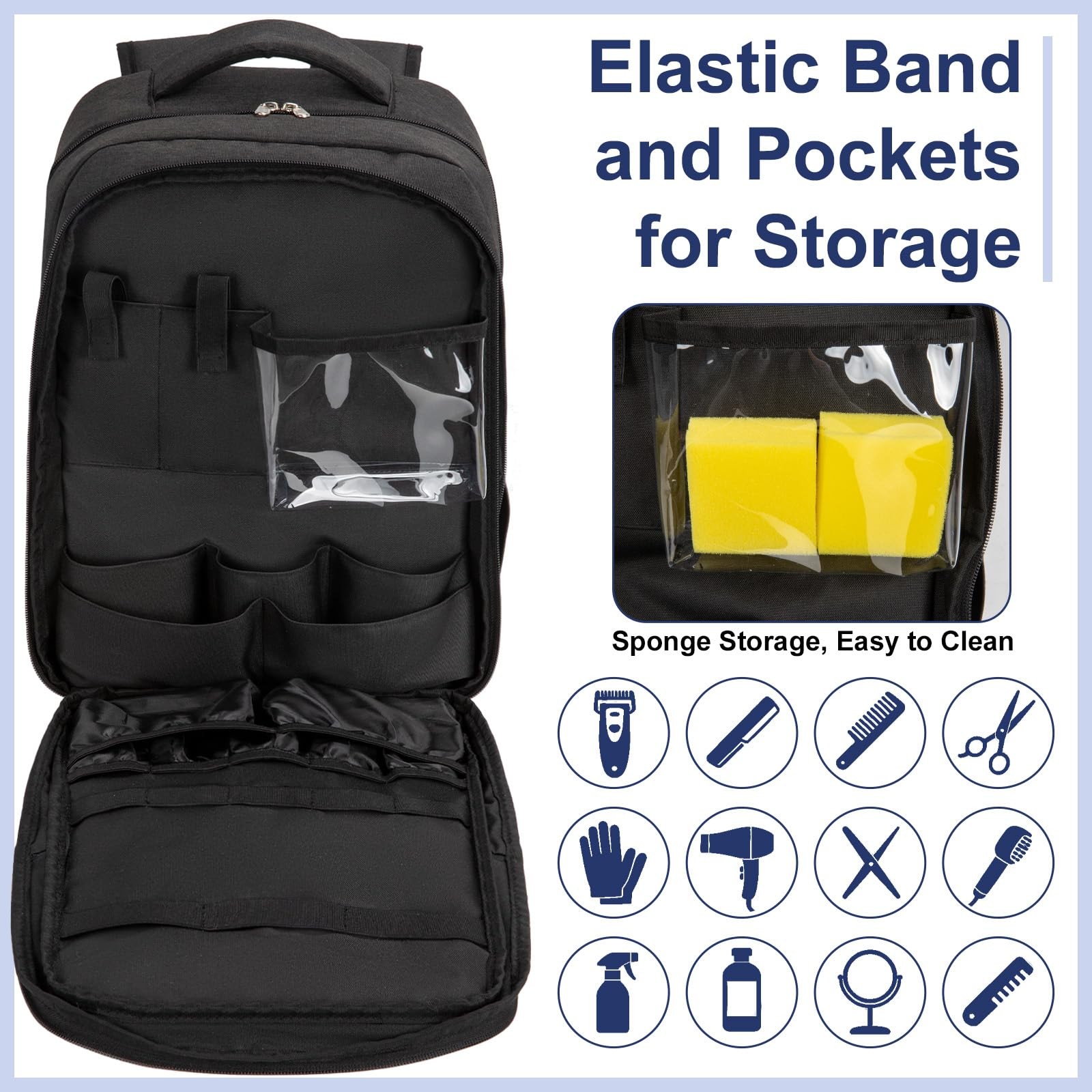 GDNasist Barber Supplies Bag, Portable Backpack for 15.6 Inch, Black
