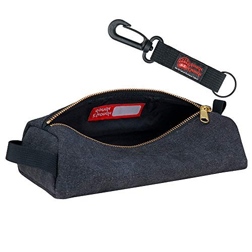 Rough Enough Canvas Small Tool Bag Pouch Box Organizer with Zipper Stone Black