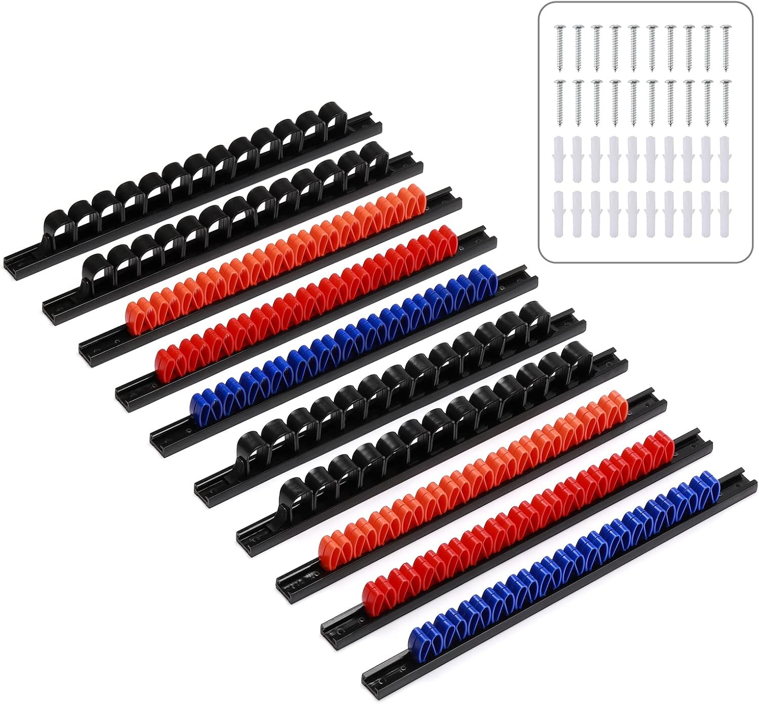 10 Pcs Screwdriver Organizer and Wrench Organizer, Wall Mount, Hand Tool Holder,