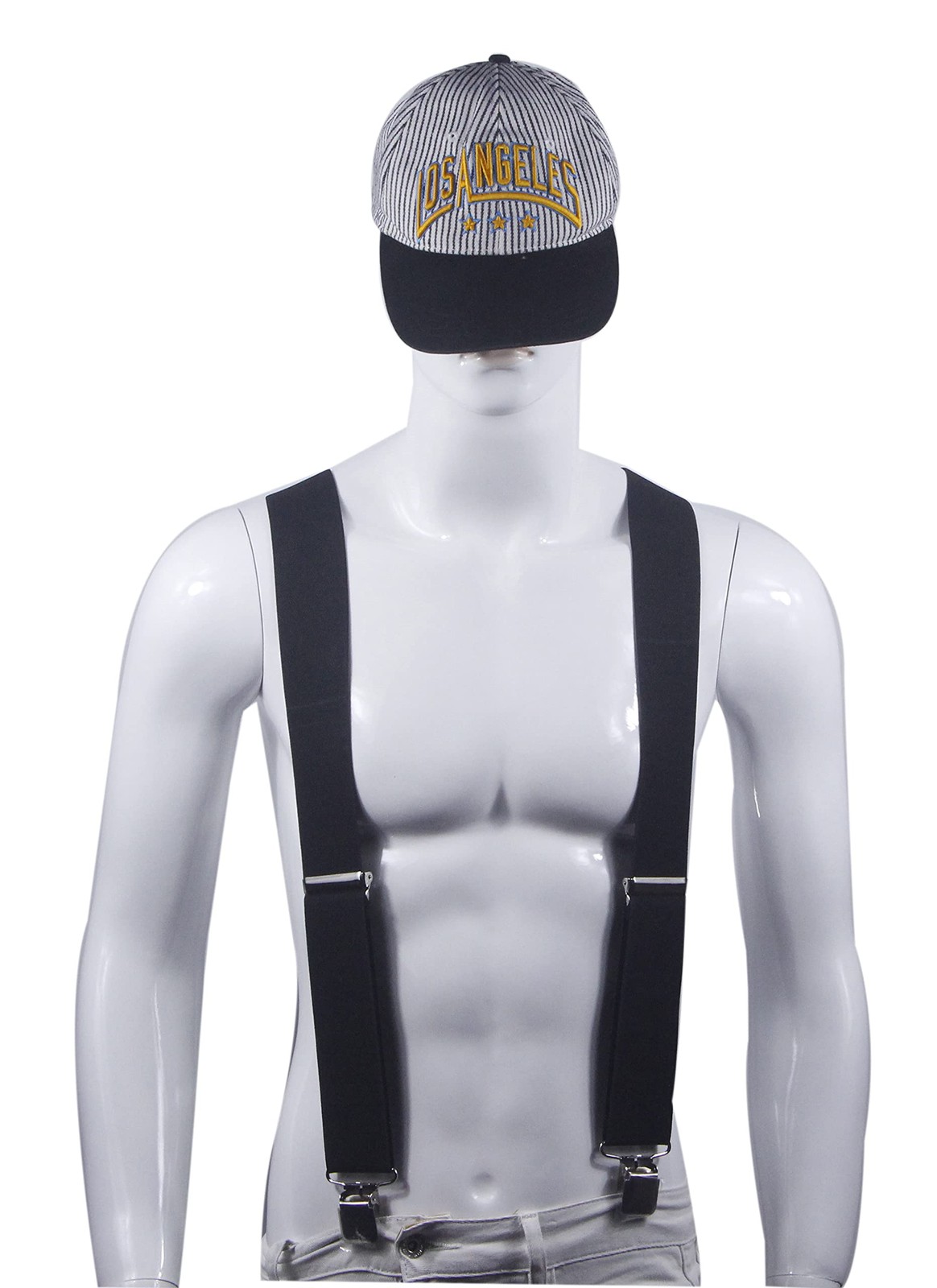 Doloise Men’s Suspenders X Back 2 Inches Wide with Extra One Size, Black