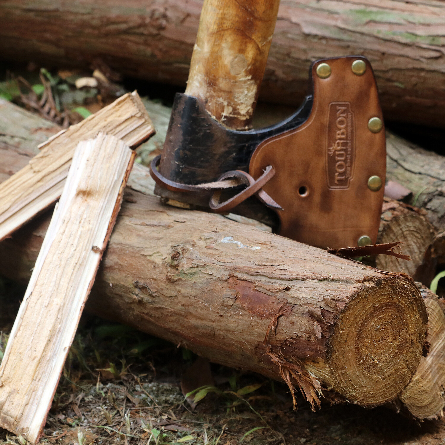 TOURBON Axe Holder Hatchet Lanyard Blade Sheath Head Cover-Cowhide Leather Craft