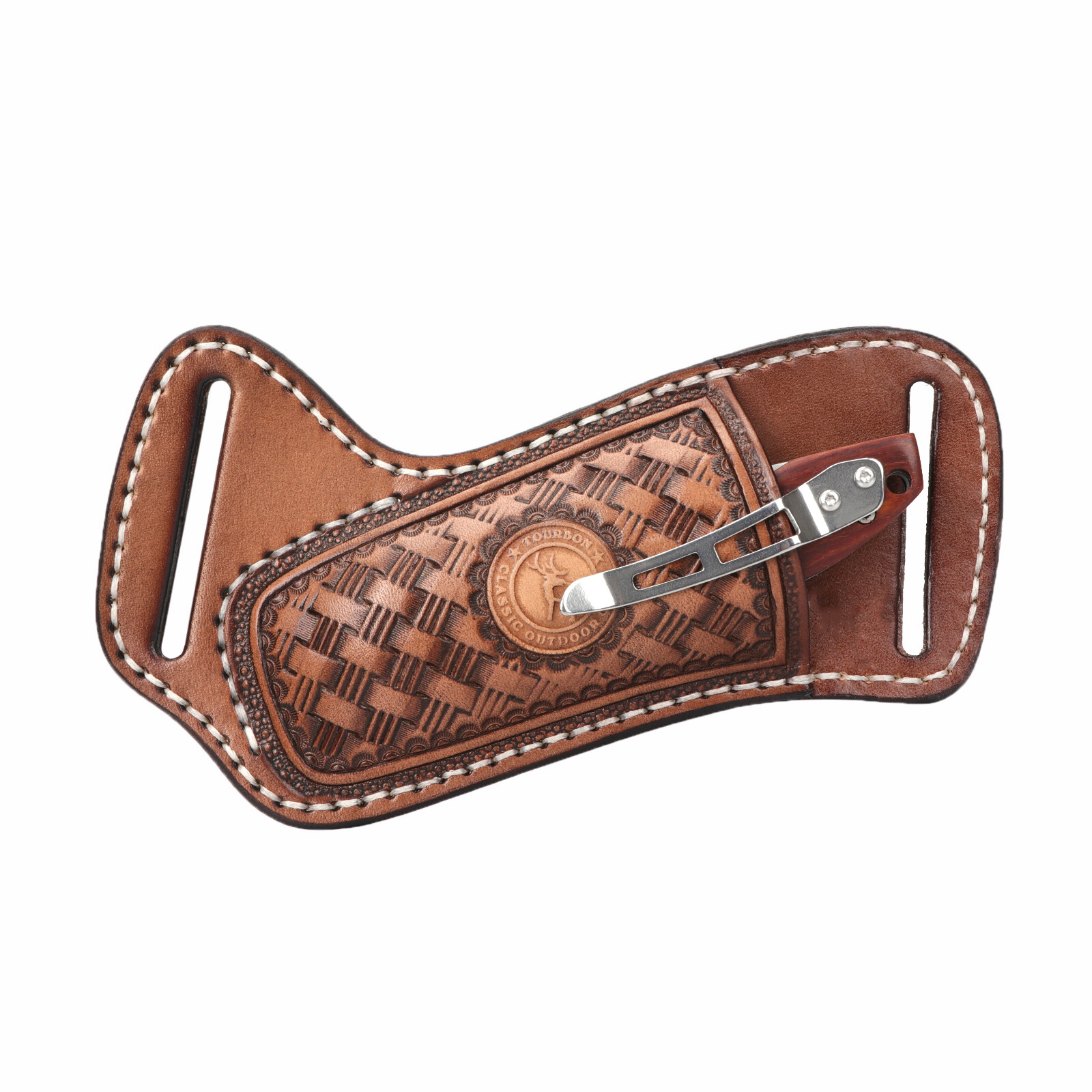 TOURBON Leather Folding Blade Knife Sheath Belt Pouch Tool Pocket Knives Holster