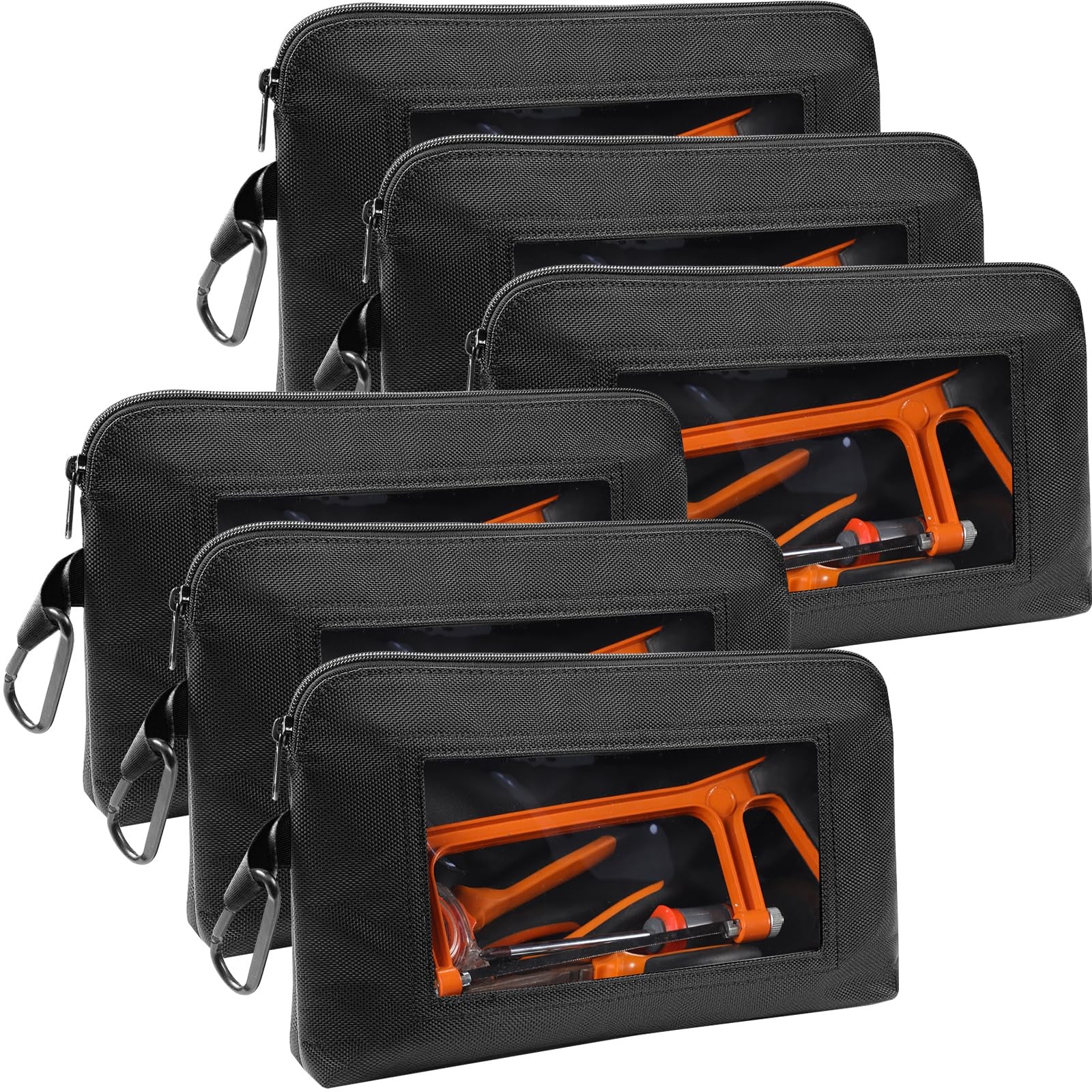 6 Pcs Small Tool Pouch 1680D Oxford Zipper Bags with Clear Window, Multipurpo…