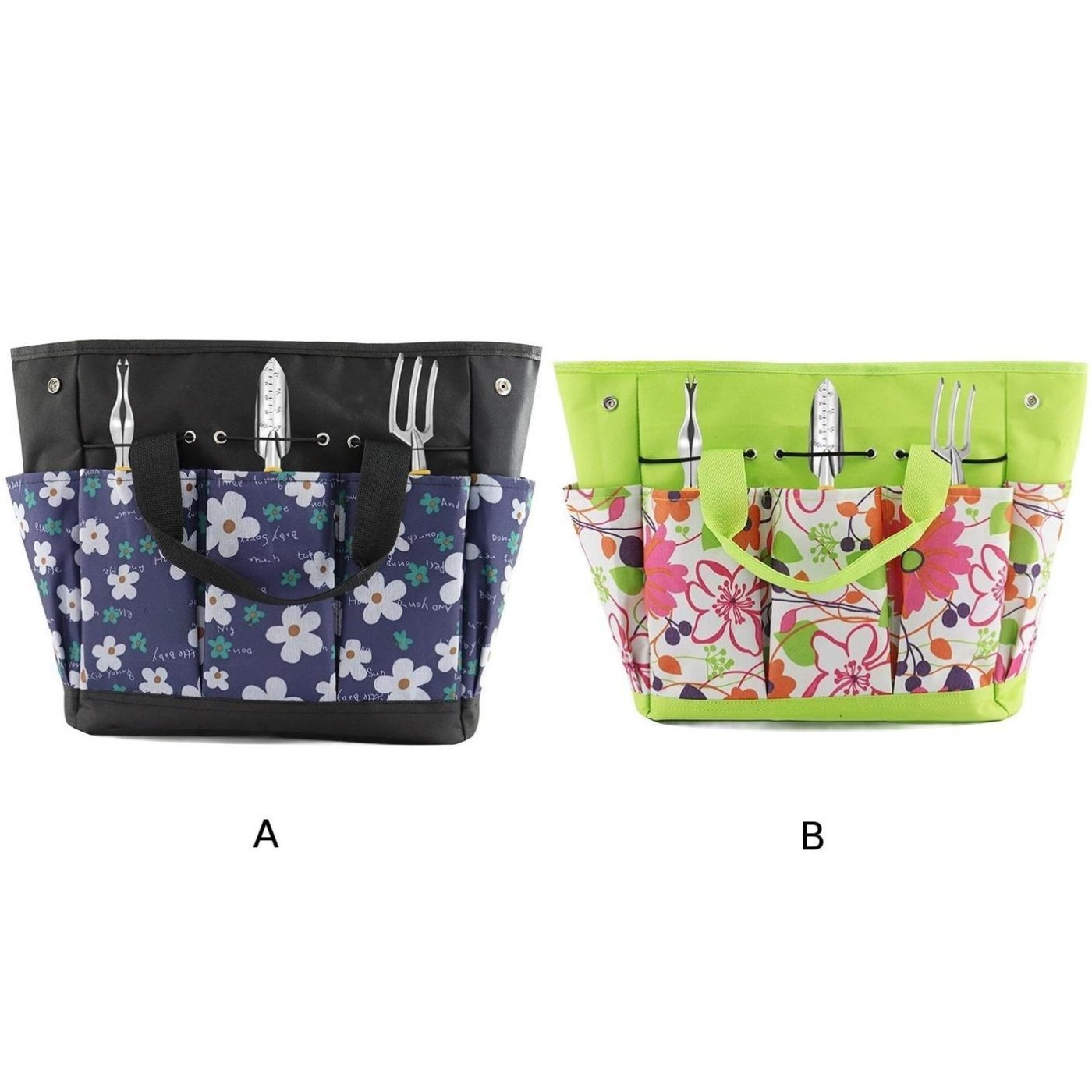Floral Garden Tool Storage Bag 600D Oxford Cloth 34x17x30cm Lightweight 0.35kg
