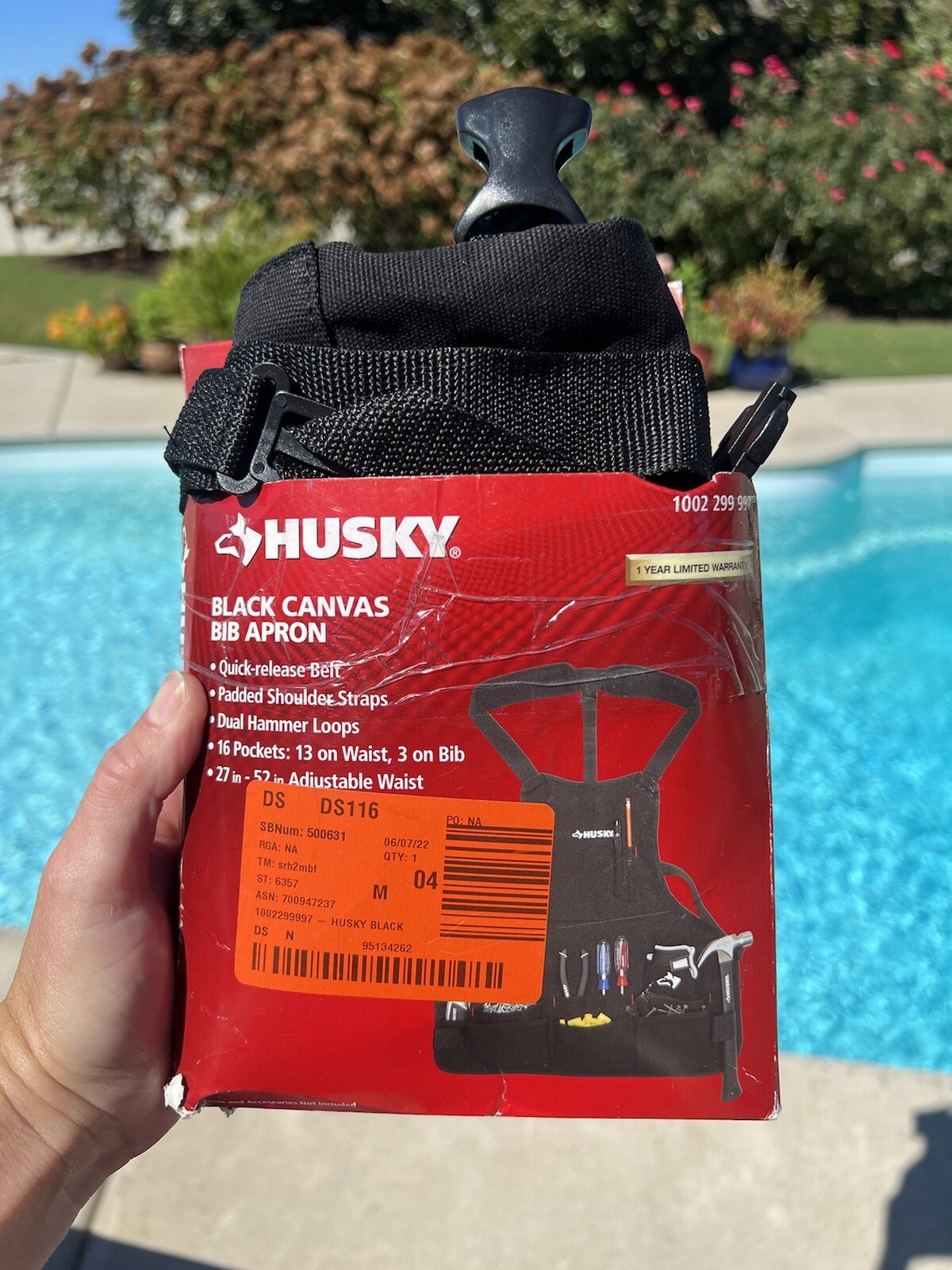 23 In. 16-pocket Black Canvas Bib Tool Apron | Husky Inch Pocket Storage Work