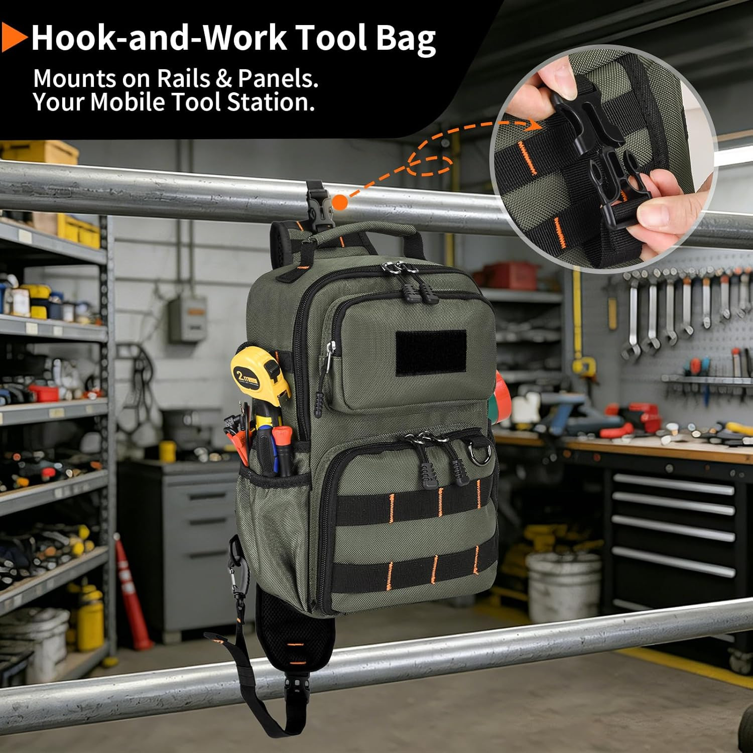 Tactical Electrician & HVAC Tool Chest Bag with 3-Point Harness, Small Tool Pouc
