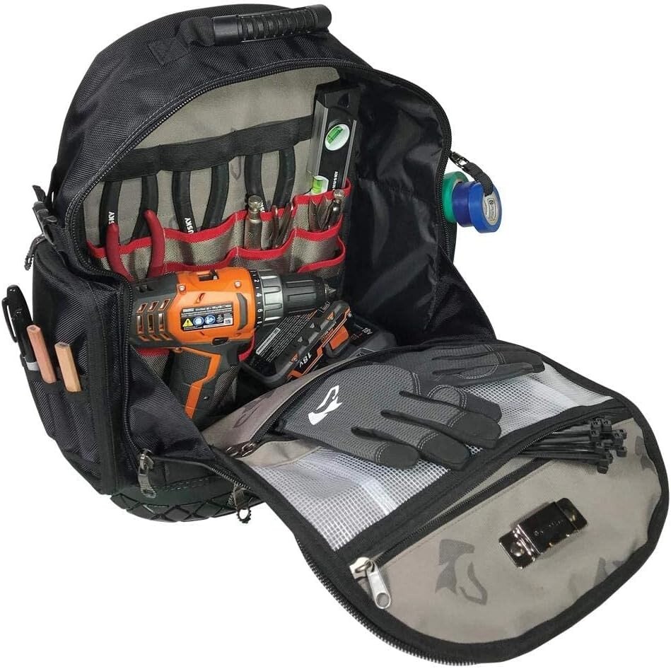 Husky 16 Inches Pro Tool Backpack Waterproof Molded Base and Rugged 36 Pockets