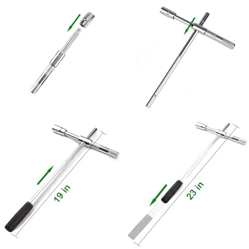 23″ Universal Lug Wrench, 4-Way Heavy Duty Tire Iron with 4″ Wheel