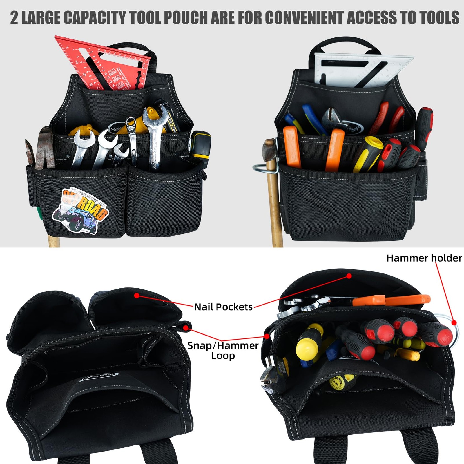 MELOTOUGH Tool Belt with Suspenders Framer Combo System, Black