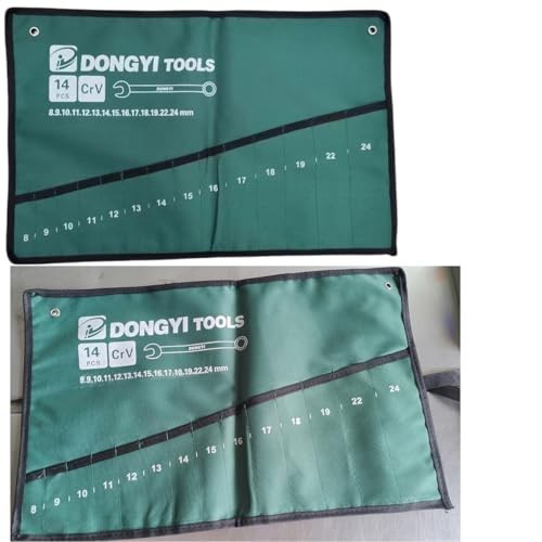 2 Pack Wrench Roll up Pouch Wrench Set Roll Organizer 14 Pocket Slot Canvas Tool