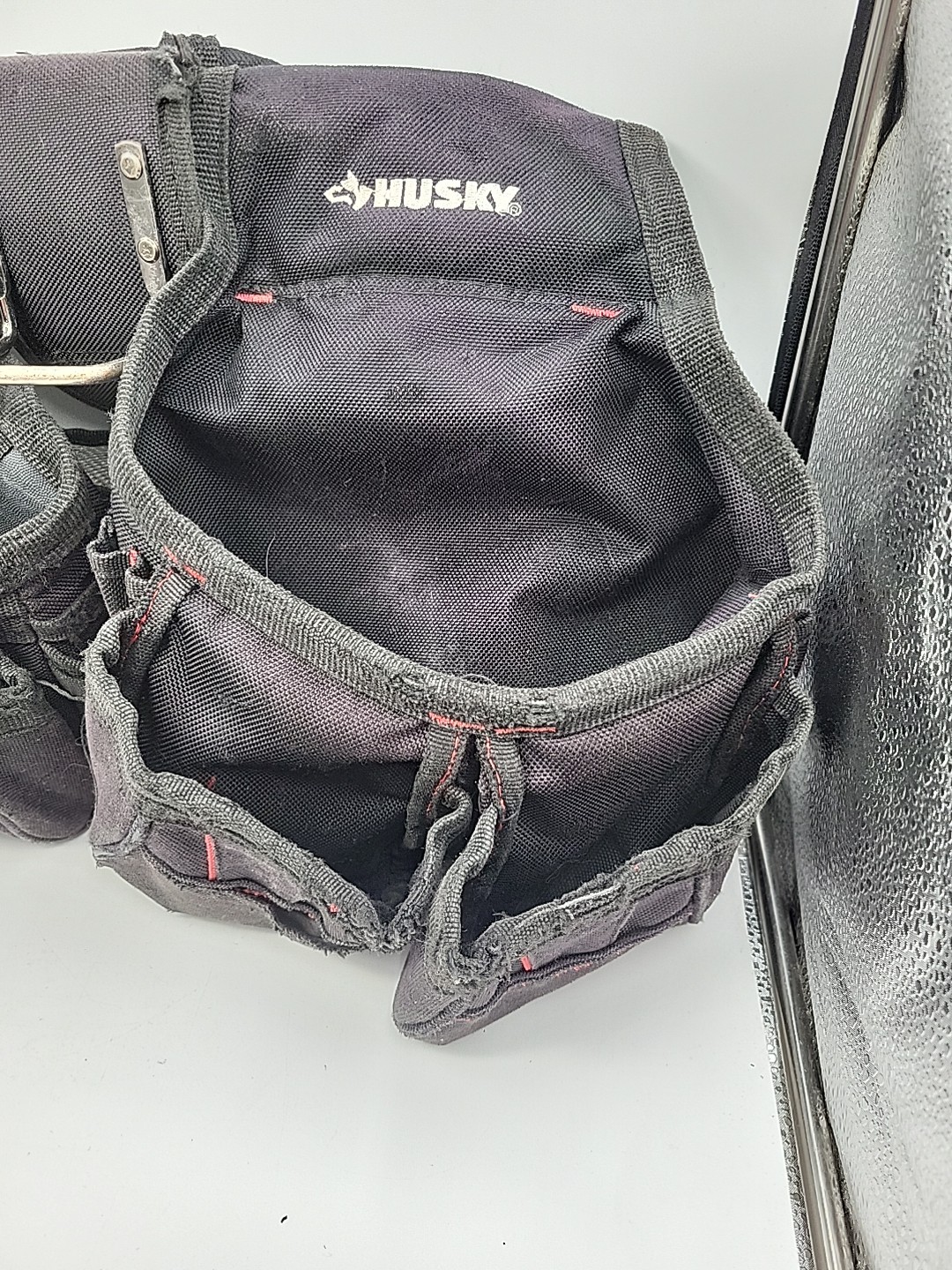 Husky Tool Belt Contractor 2 Bag 10 Pocket Work Belt Black Hammer Loop Carpenter