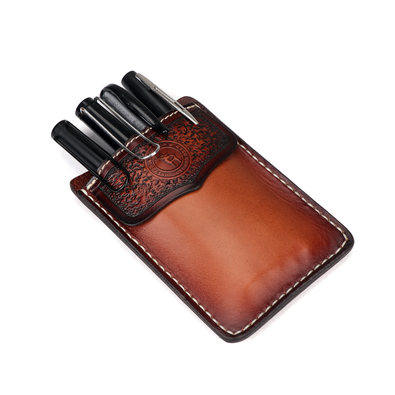 TOURBON Leather Shirt Pocket Protector Pen Organizer Jacket Pouch Doctors Nurses