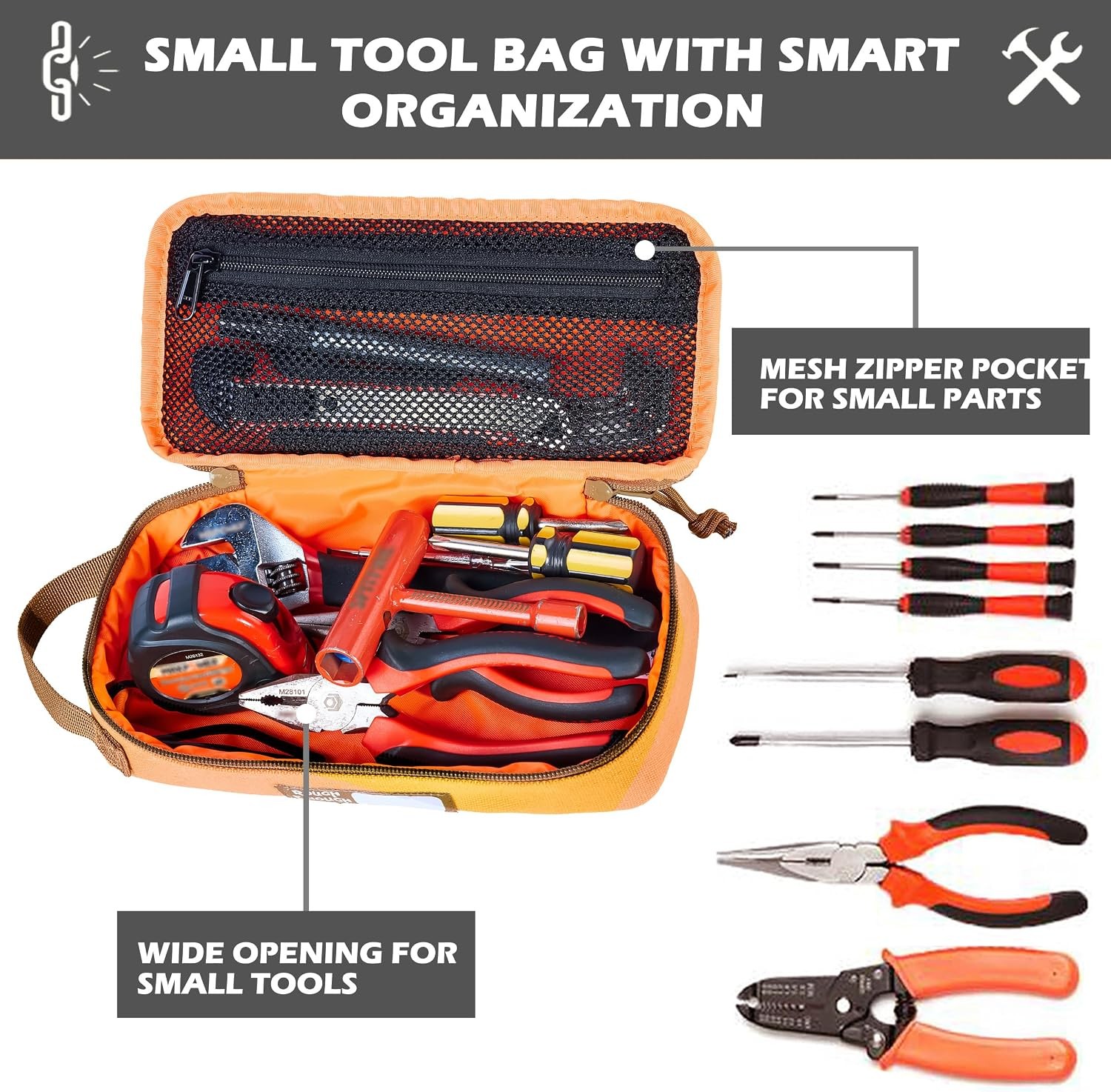 Rough Enough Small Tool Bag Canvas Portable Zipper Case