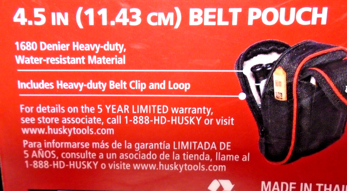 HUSKY 4.5 Inch Belt Pouch with Belt Clip & Loop 600 Denier Heavy Duty Free Ship