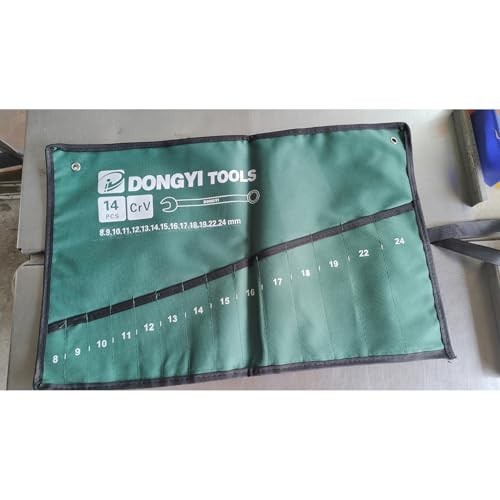 2 Pack Wrench Roll up Pouch Wrench Set Roll Organizer 14 Pocket Slot Canvas Tool