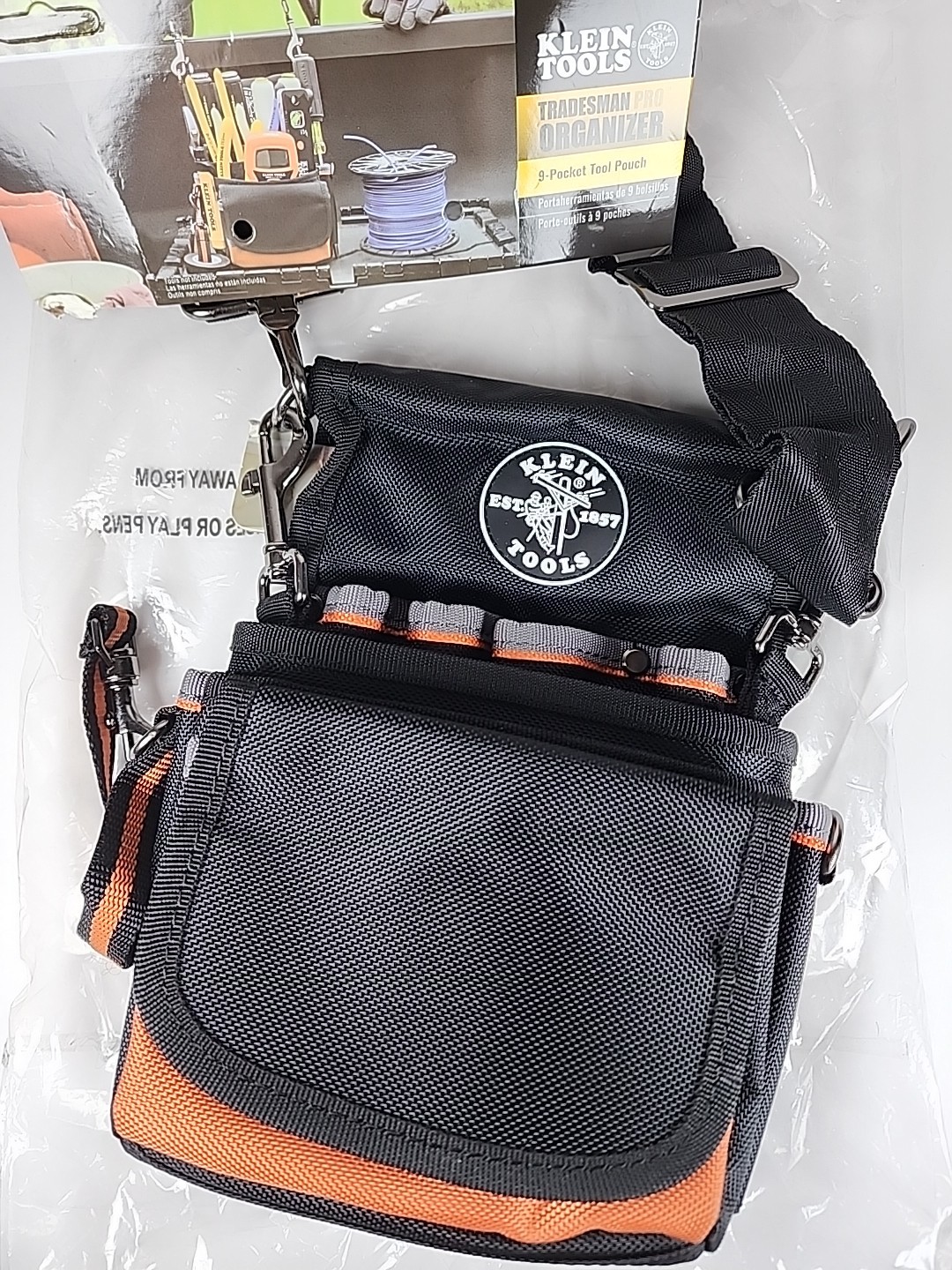 Tool Pouch Heavy Duty 9 Pockets Reinforced Bottom Electric Tape Holder