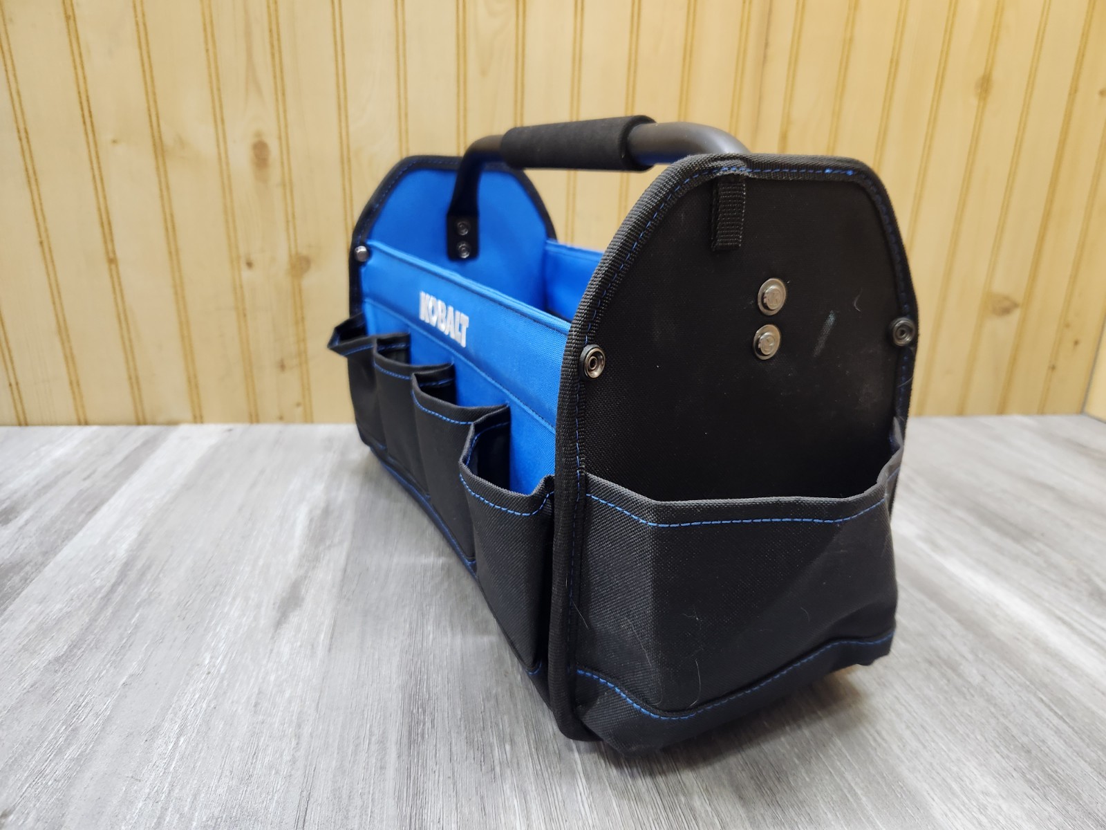 Kobalt Tools 16” in Open Tool Tote Bag 14 Interior Exterior Pockets Heavy Duty