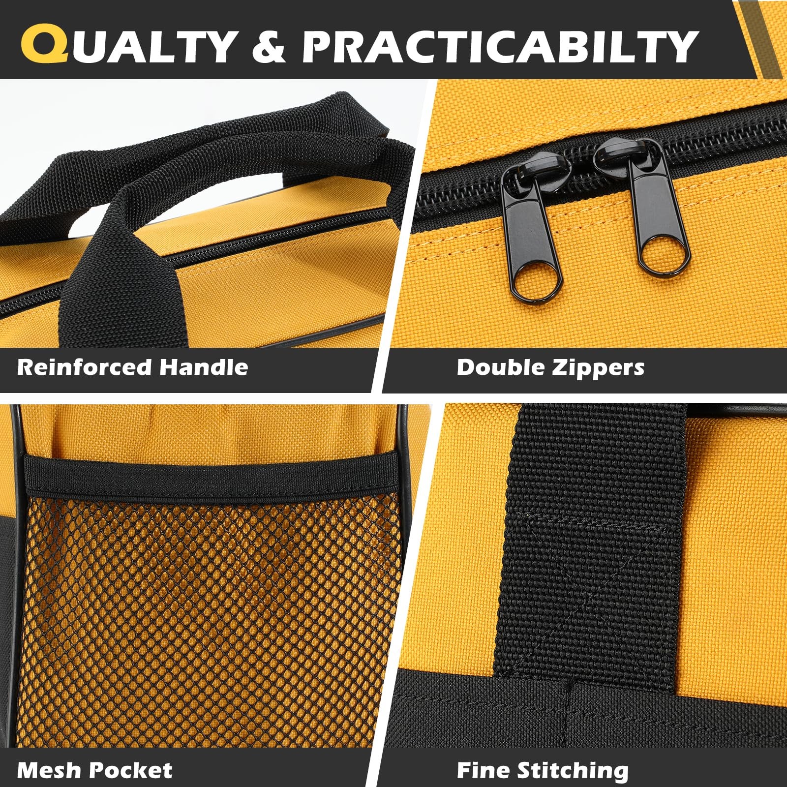 Tool Bag 14-Inch, 9 Pockets Waterproof Portable Toolbag, Small Wide Mouth Tot…
