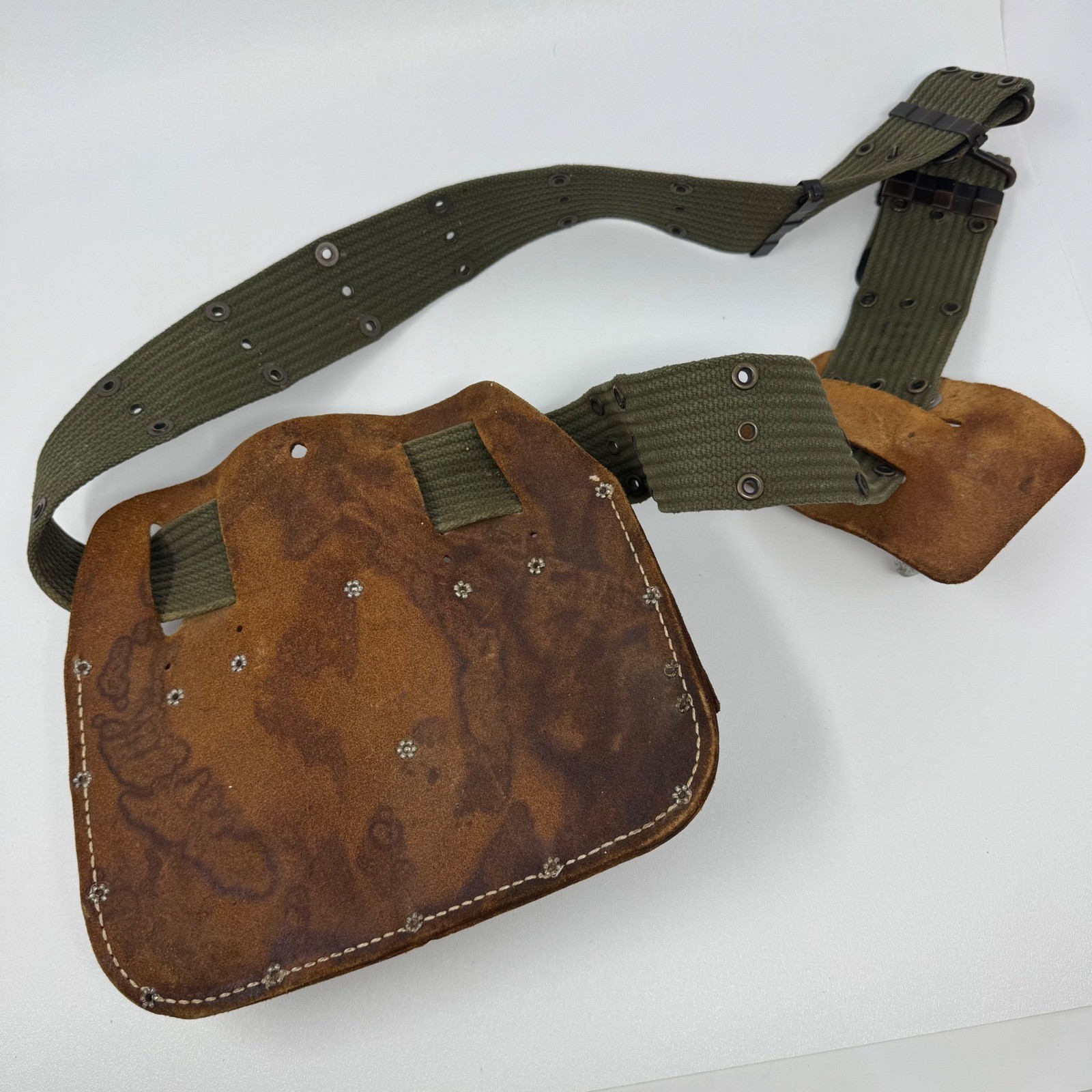 Popular Mechanics Vintage Leather Tool Belt Hammer Flashlight Holder Canvas Belt