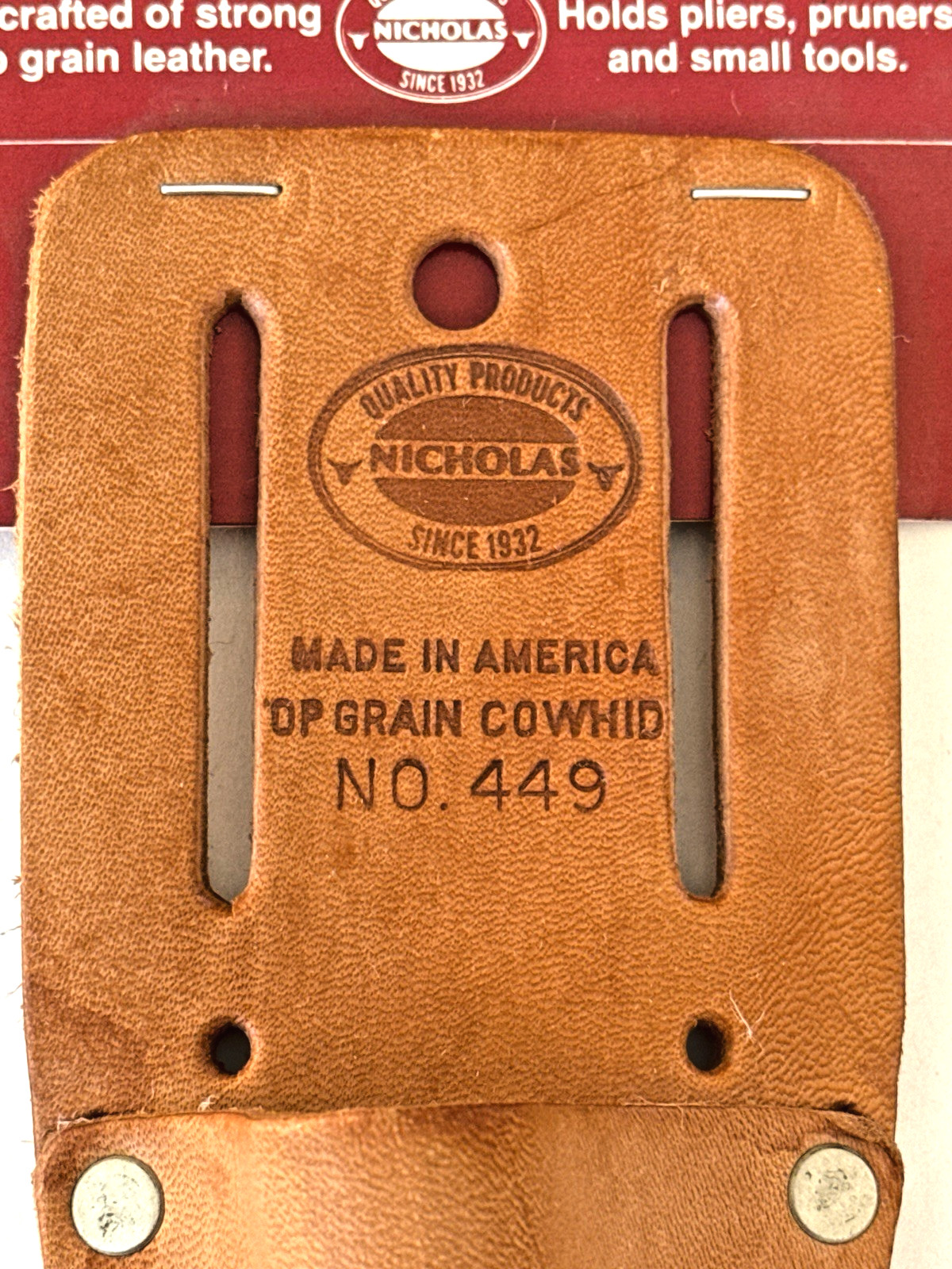 NOS Nicholas No.449 Top Grain Cowhide Knife Holder Made In USA