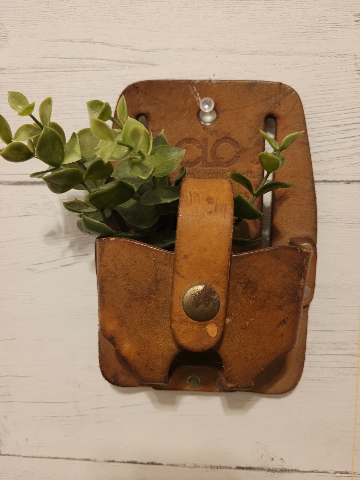Vtg Leather CLC Tool belt Hammer Tape Single Pouch Farmhouse Country wall decor