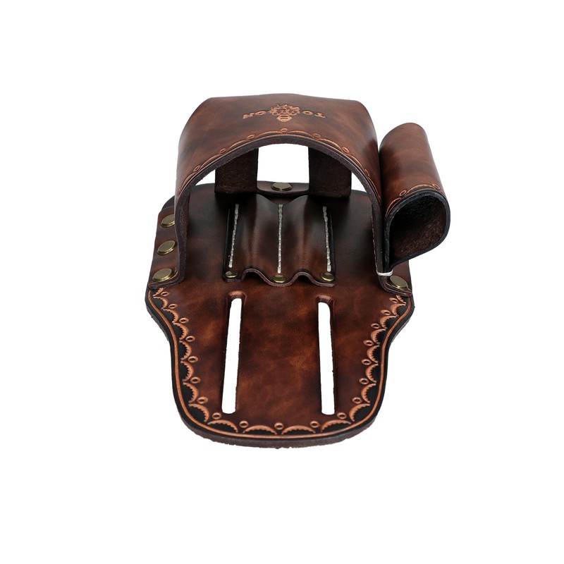 TOURBON Leather Tape Measuring Belt Pouch Knife Holder Contractor Pencil Case