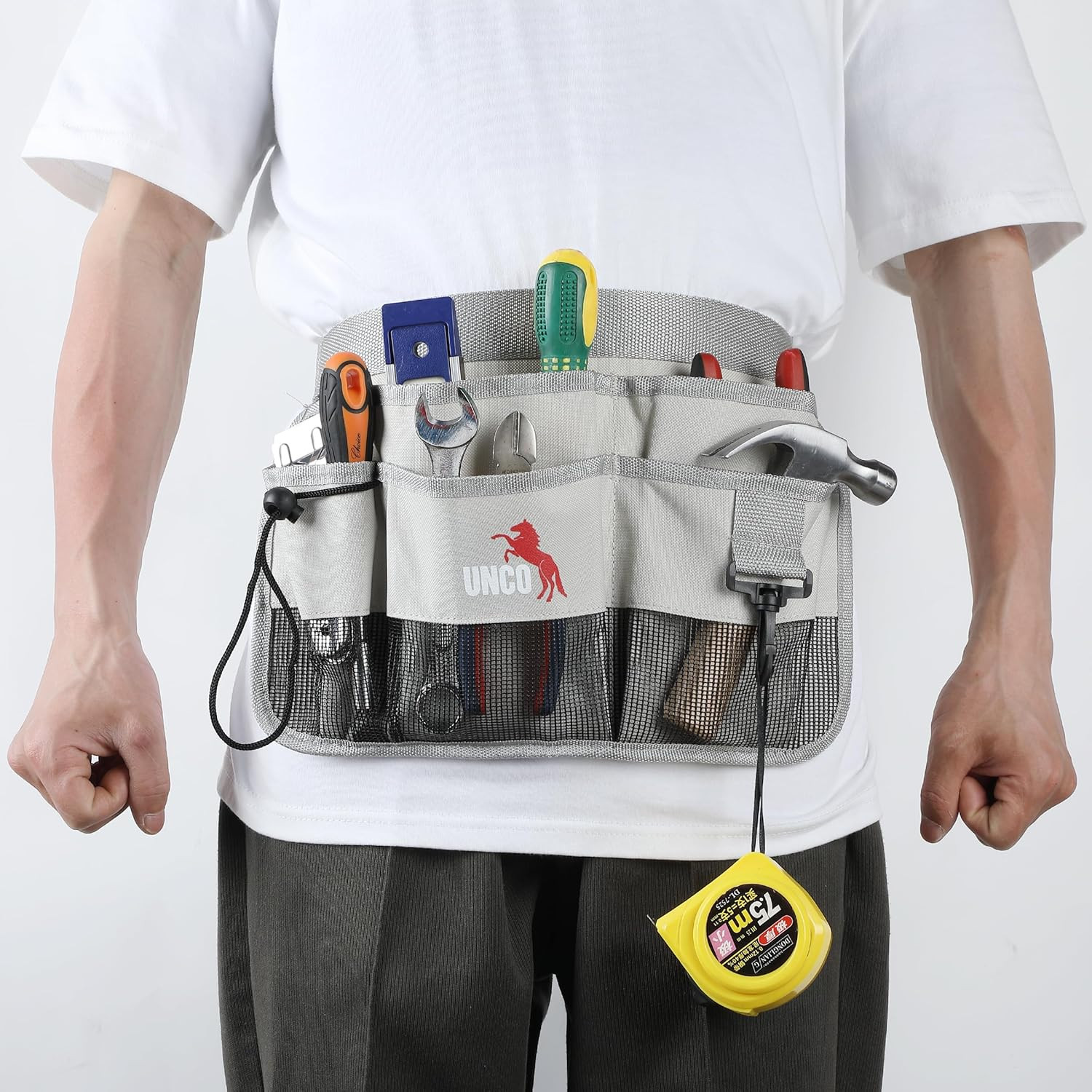 – Adjustable Gardening Belt, Light Gray, 7 Pockets, Wear Resistant, Cut Resistan