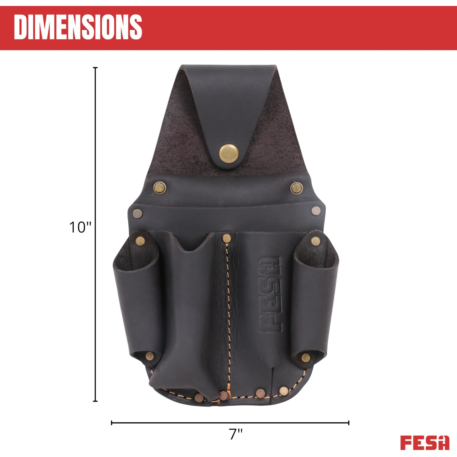 Leather Electrician Tool Pouch Pocket Caddy Clip On with Voltage Meter Brown