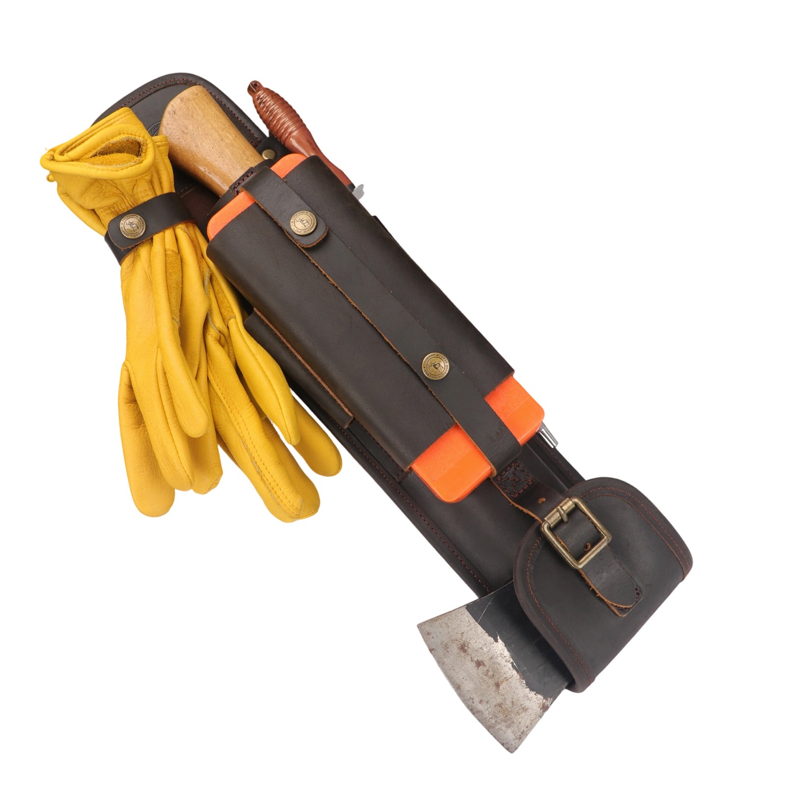 Tourbon Leather Logger Tool Bag Axe Felling Wedges Carry Pouch Flat File Holder