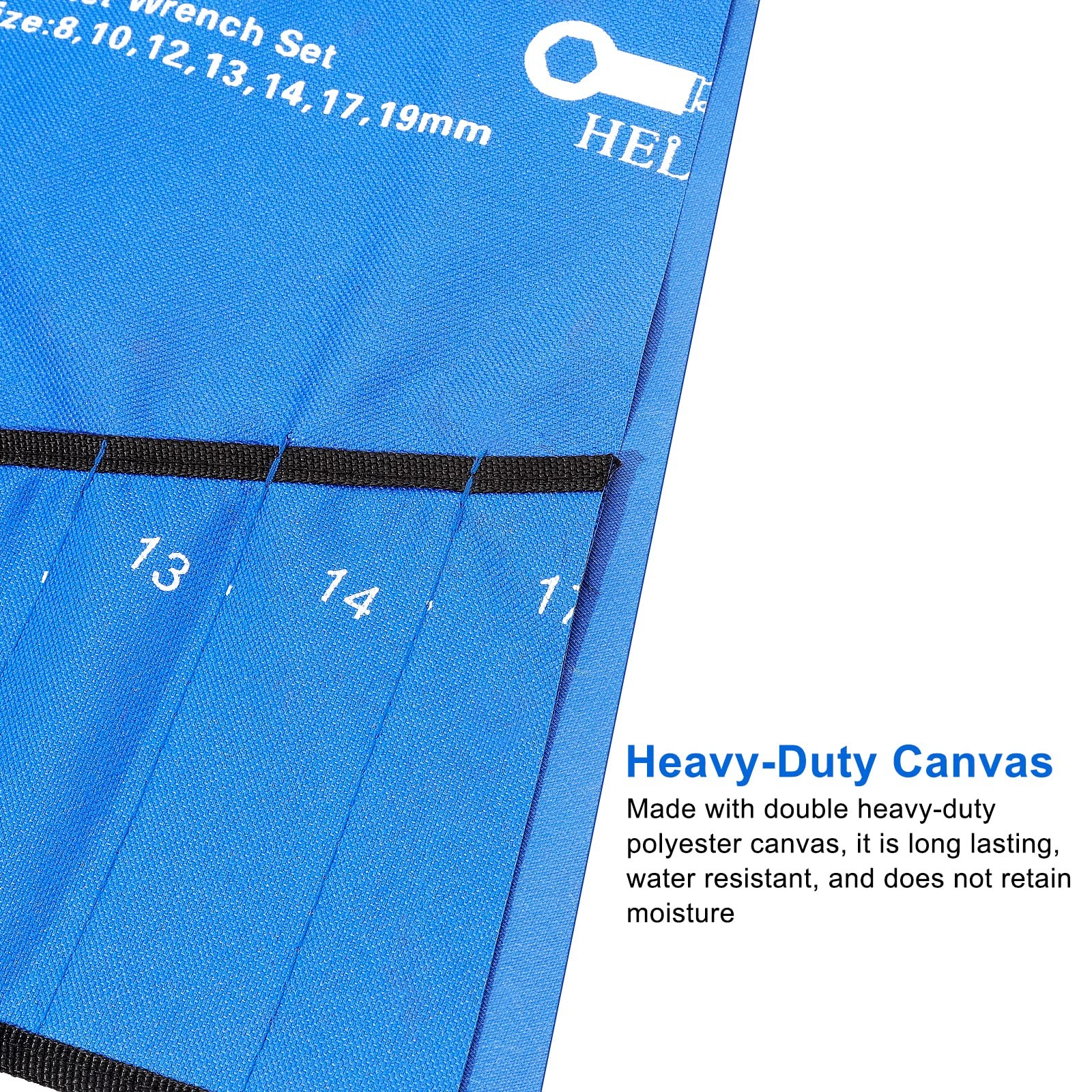 Tool Roll Up Pouch 10 Pockets Heavy Duty Canvas Utility Organizer Blue