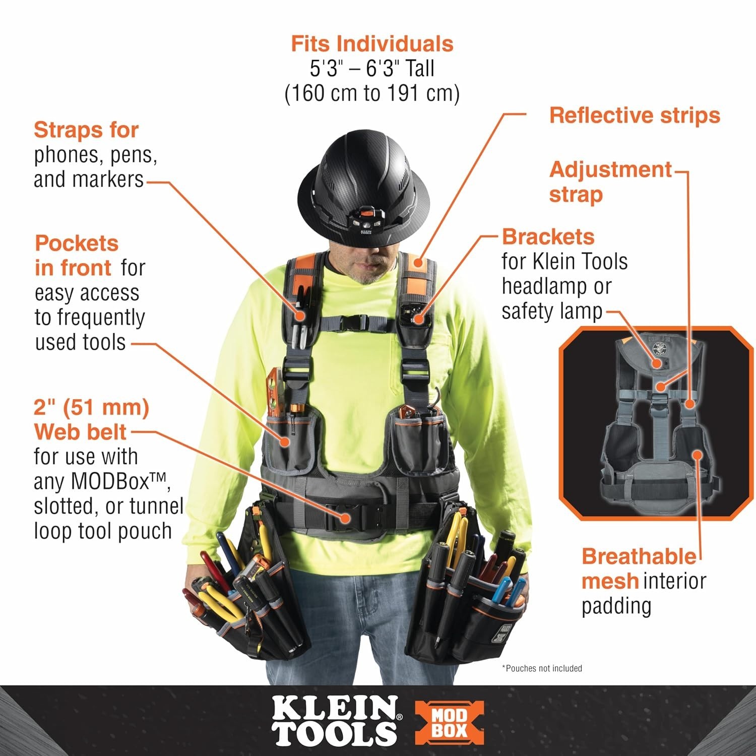 Fully Adjustable Tool Vest with Pouches – Perfect for Electricians & Carpenters