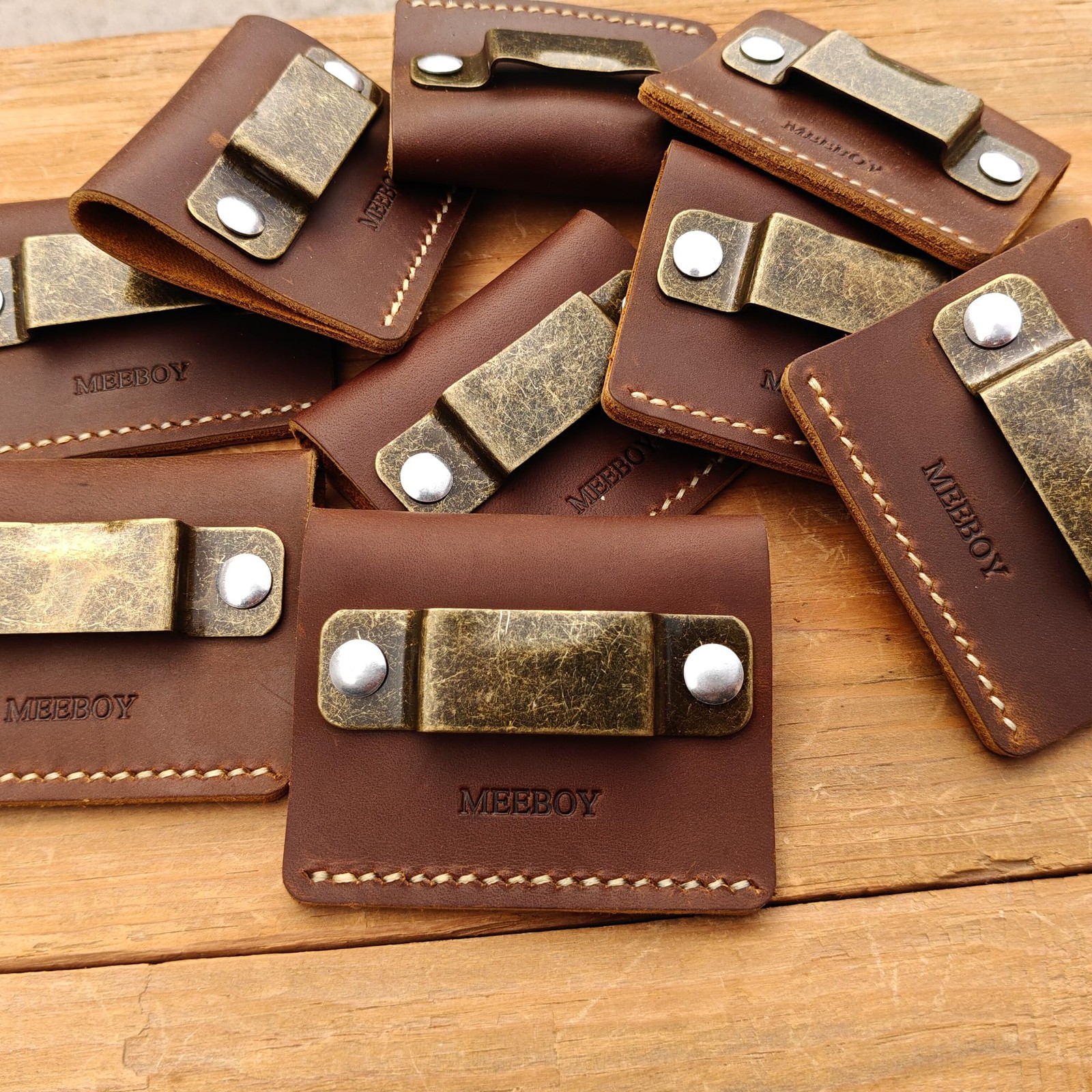 Leather Tool Holder Tape Measure Holder Clip Tape Holder for Tool Belt Coffee