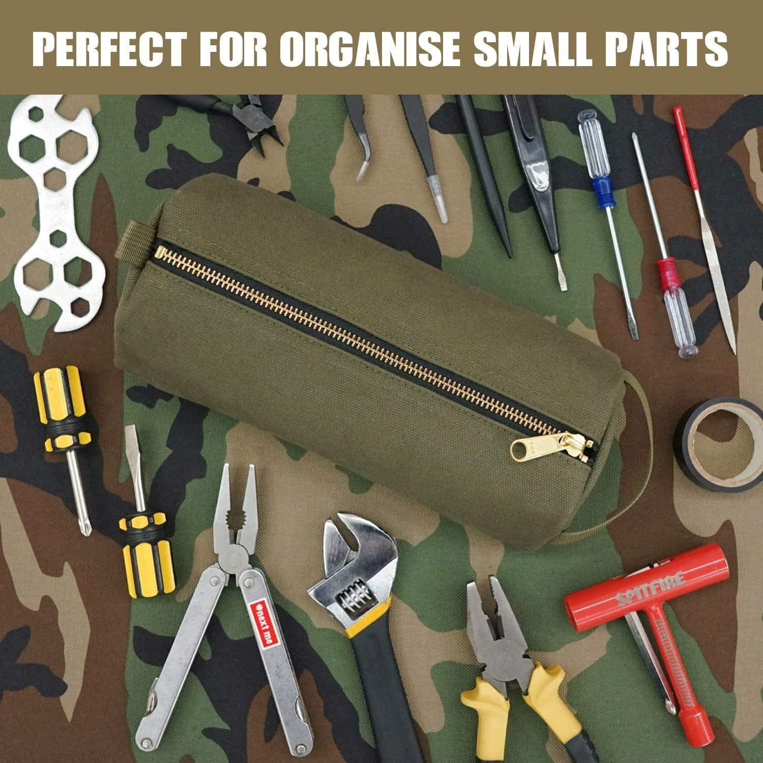 Rough Enough Durable Canvas Tool Bag Pouch with Zipper Handle – Compact Design