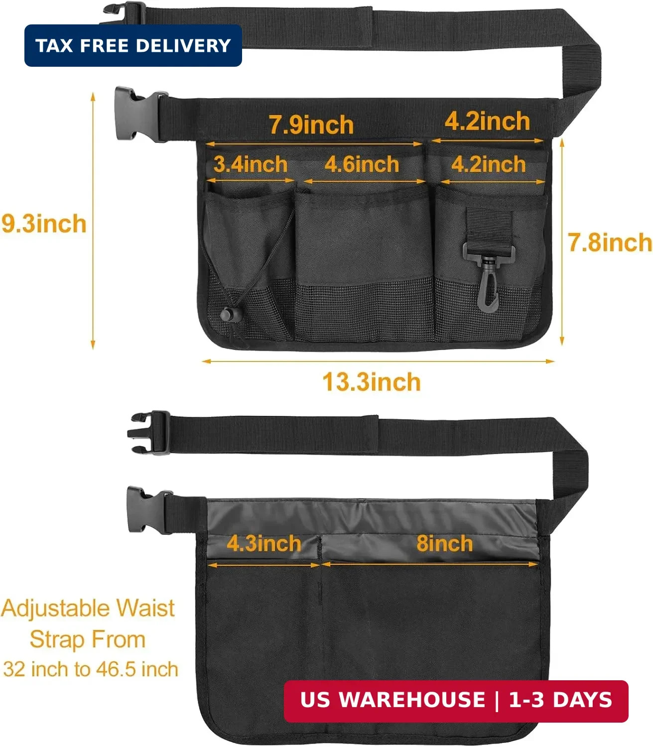 Gardening Tool Waist Bag Belt Heavy Duty Oxford Tool Apron with 7 Pockets of Dif
