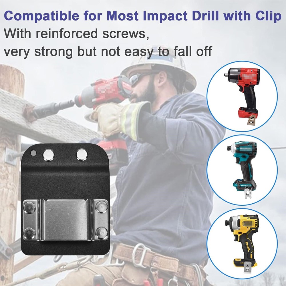 2PACK Clip-On Tool Belt Drill Holder | Holster for Cordless Drill, Impact Nailer