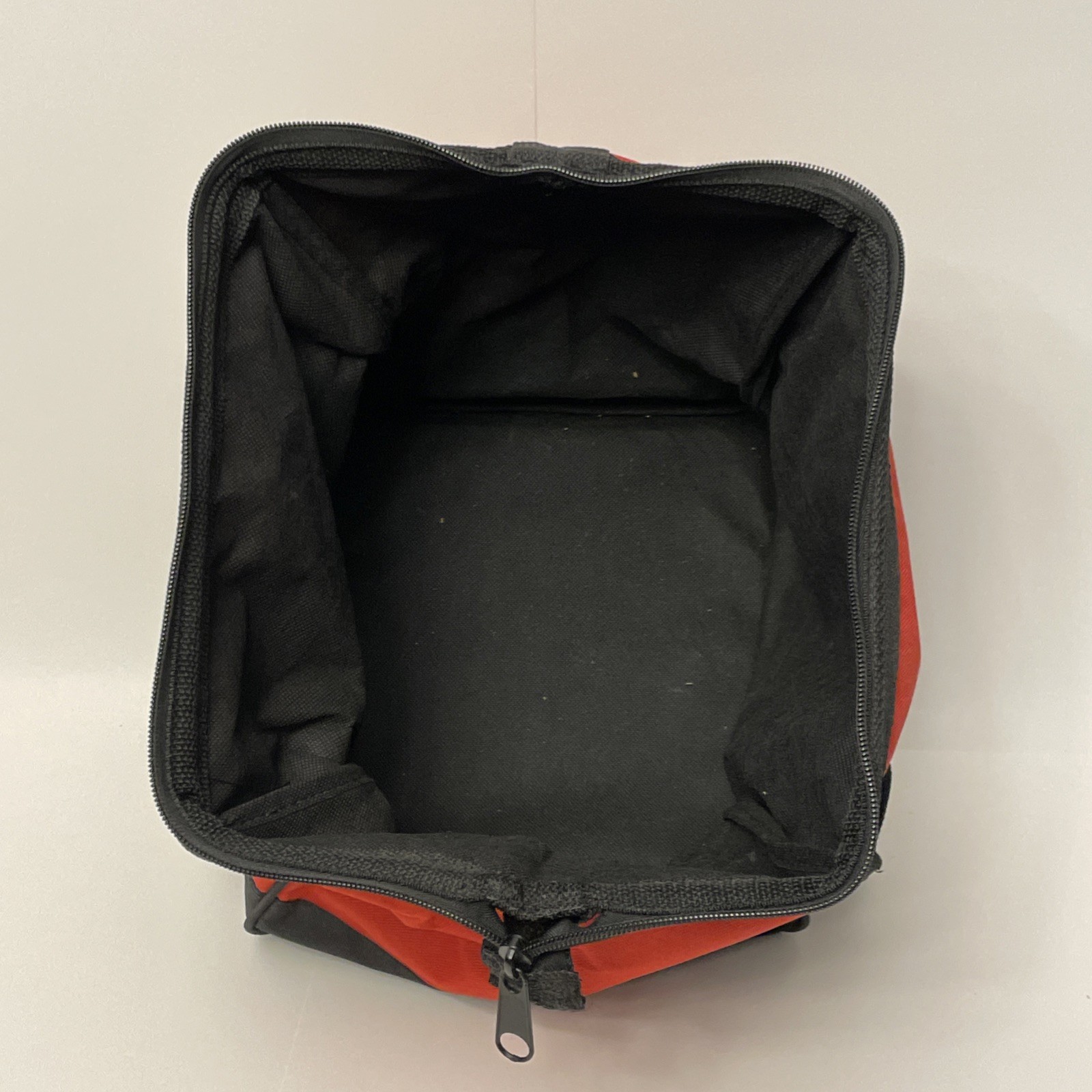 Milwaukee Tool Bag Red w Black 11x11x9 Zipper Wide Mouth VG Condition