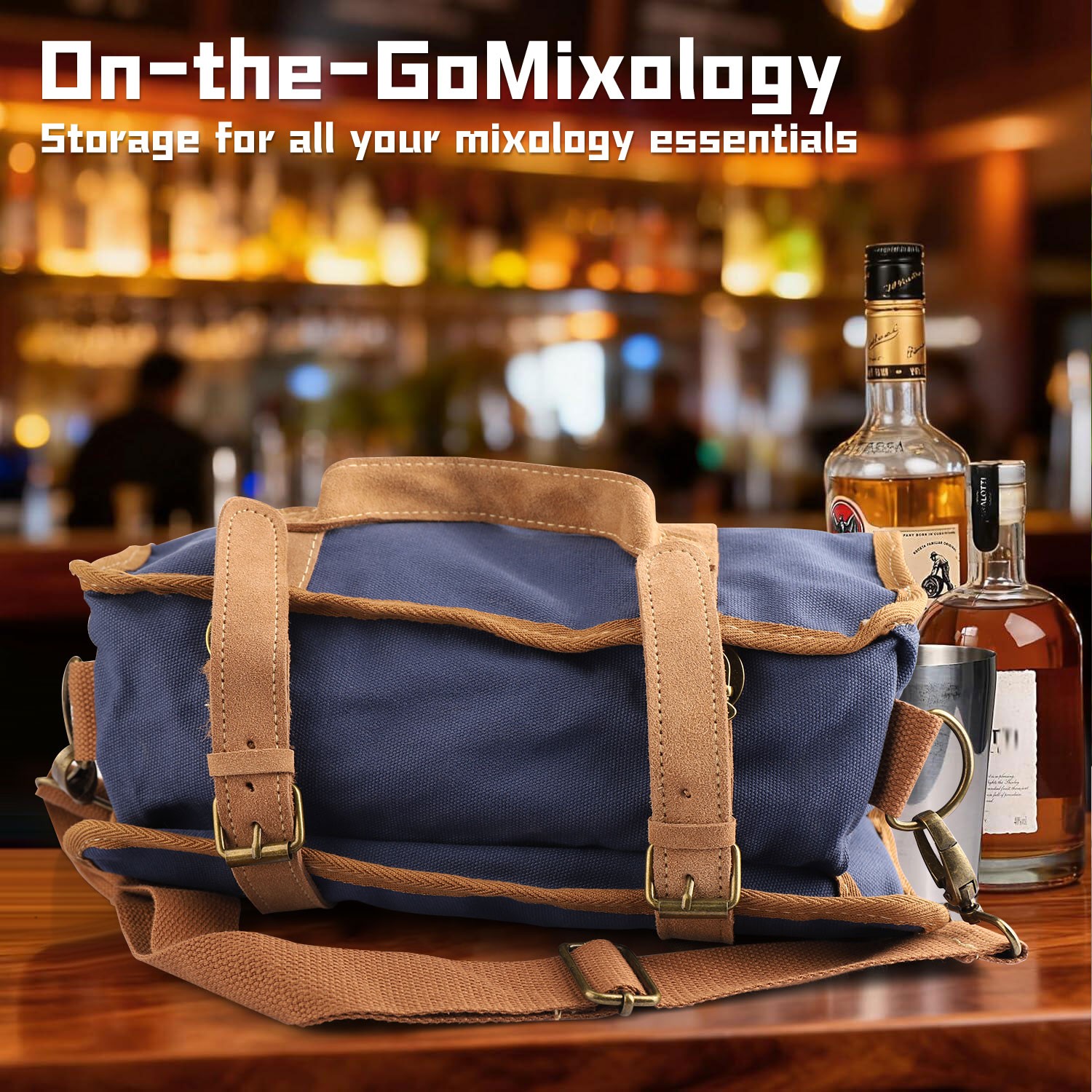 Portable Bar Tool Organizer Bag – Travel-Friendly with Compartments for Wine