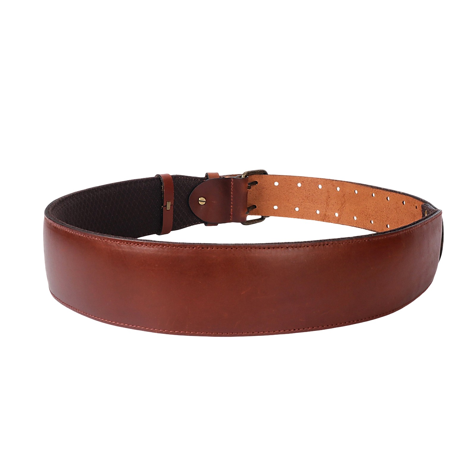 TOURBON Leather 2in Wide Men Tool Belt Rig Holster Belt Double Pin Roller Buckle
