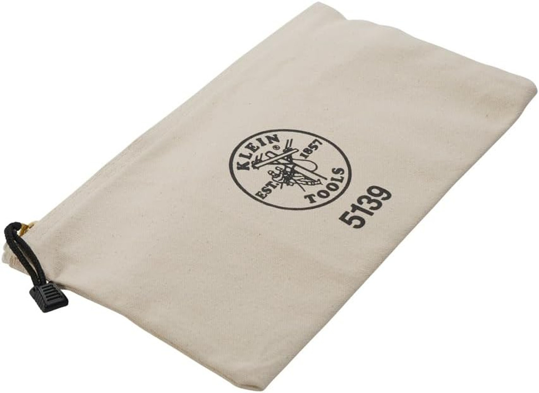 KLEIN TOOLS Zipper Bag, Canvas Tool Pouch with Heavy Duty Brass Zipper Close