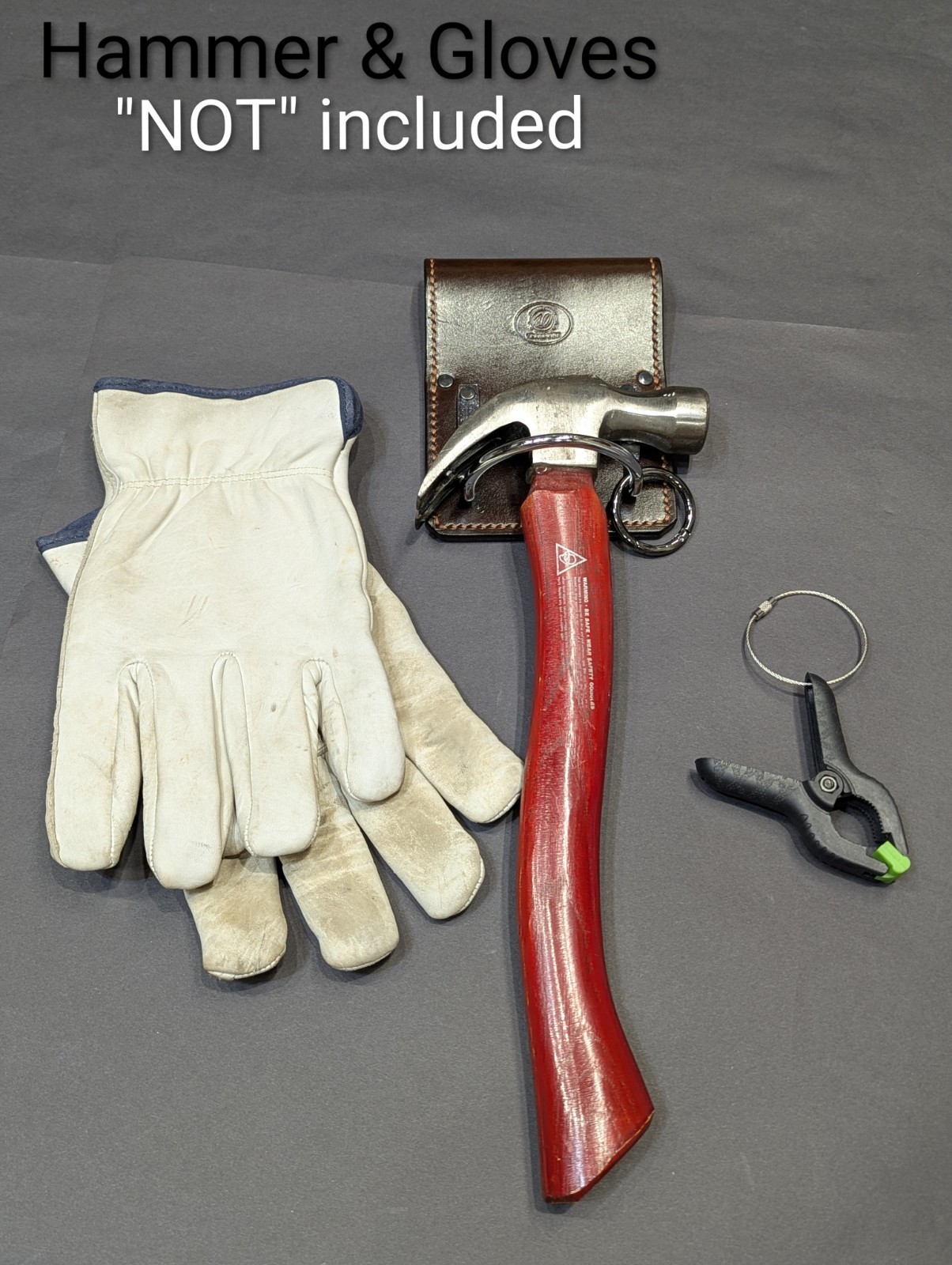 Hammer/Tool Handmade Leather Holster w/ Glove Clip «Only» (No Tools Included)