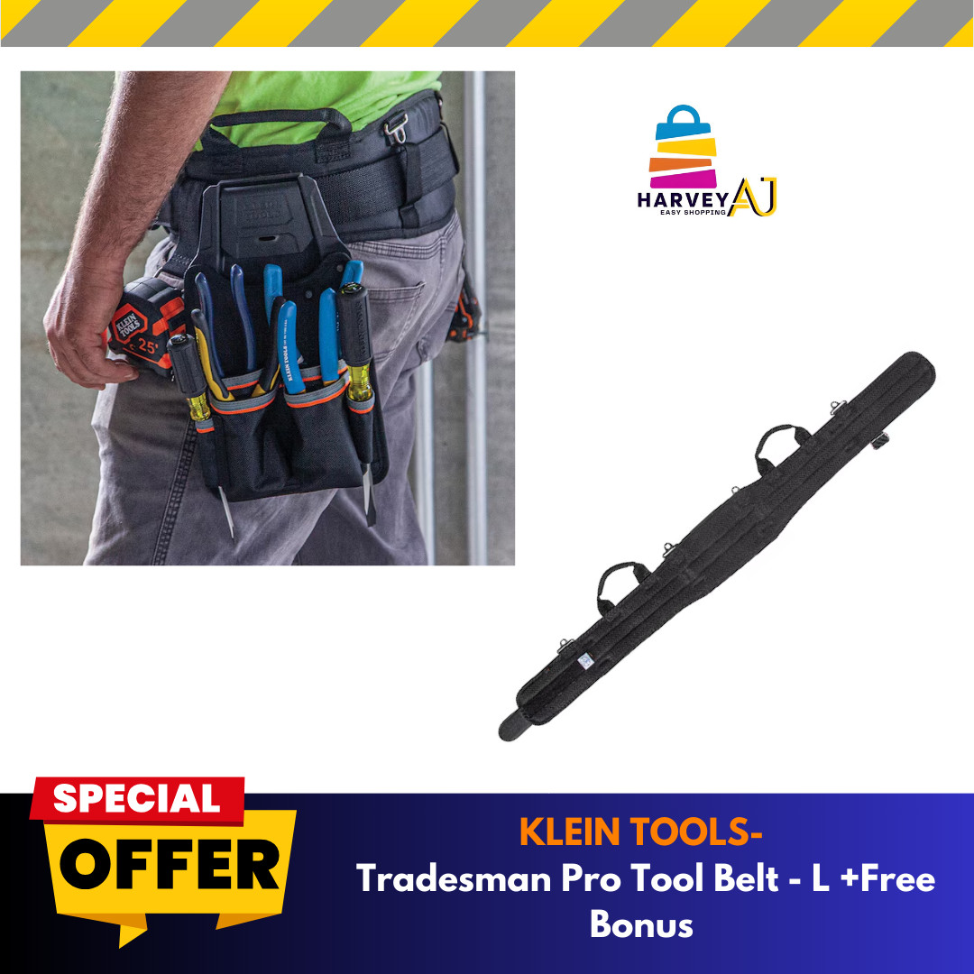 Klein Tools 55919 Tradesman Pro Modular Tool Belt – L Waist 35″-39″+Free Bonus