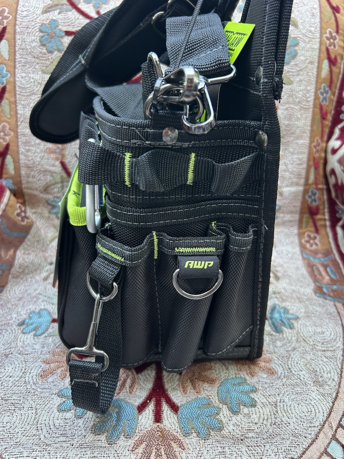AWP TrapJaw 3-in-1 Electrician Tool Pouch, Adjustable Strap, Black/Green