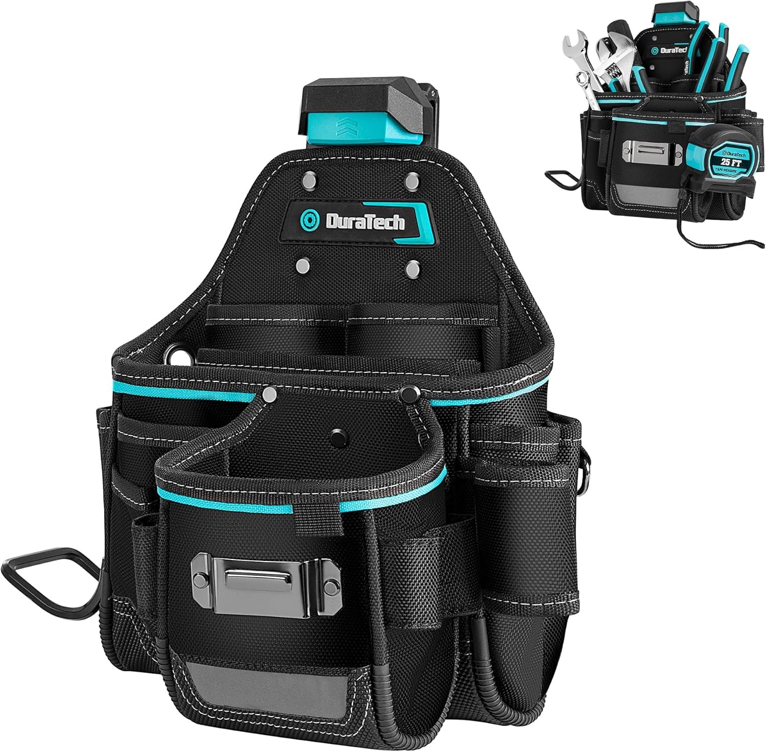 DuraTech Tool Pouch with Belt Clip, Electrician Tool Pouch with Tape Measure Hol