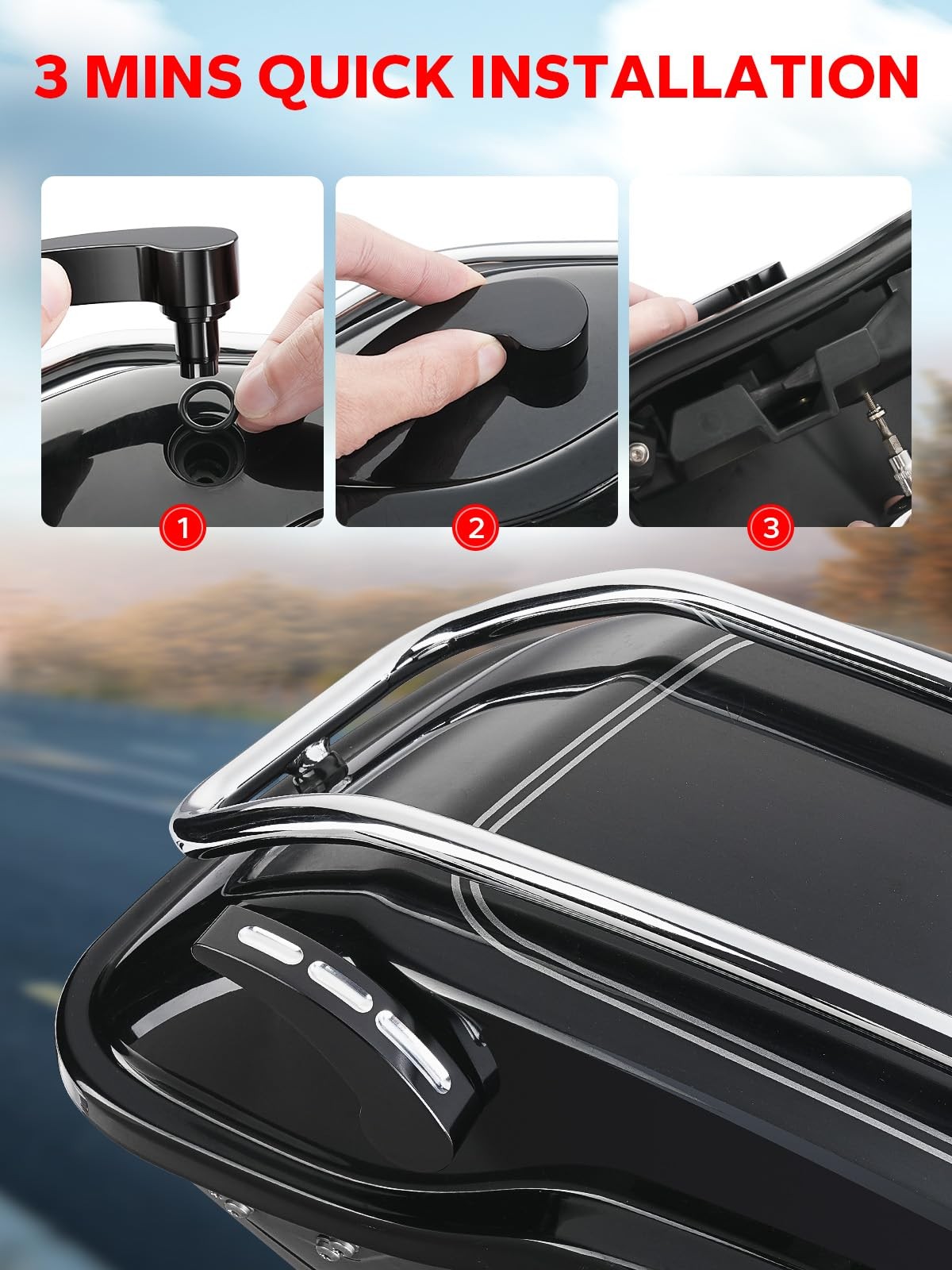 Black Saddlebag Latch Kit Saddle Bag Lifters Compatible for Harley Davidson T…