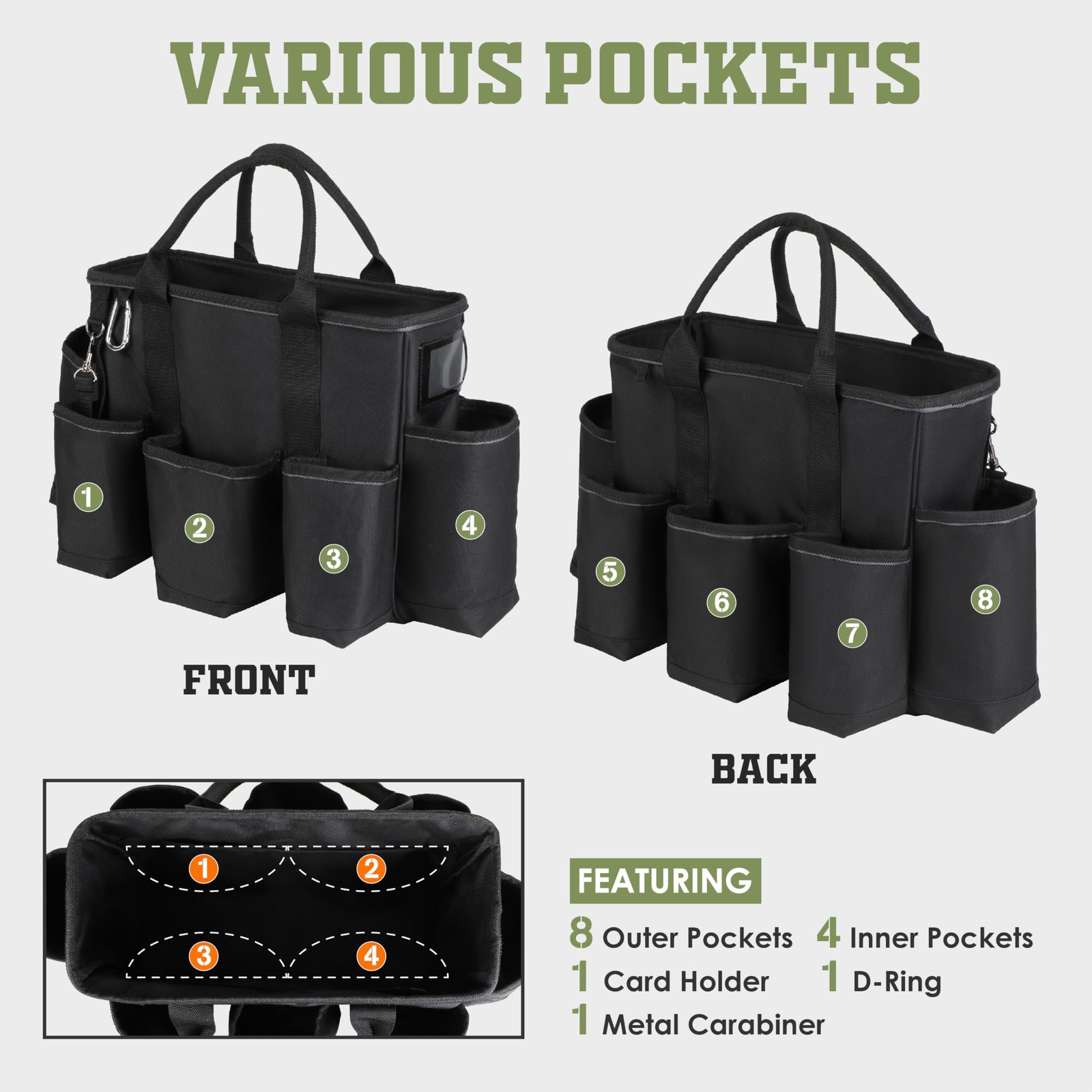 Tahoe Trails 14 inch Supply bag Open Top Tote tool bag Tool Organizer bag, 13…